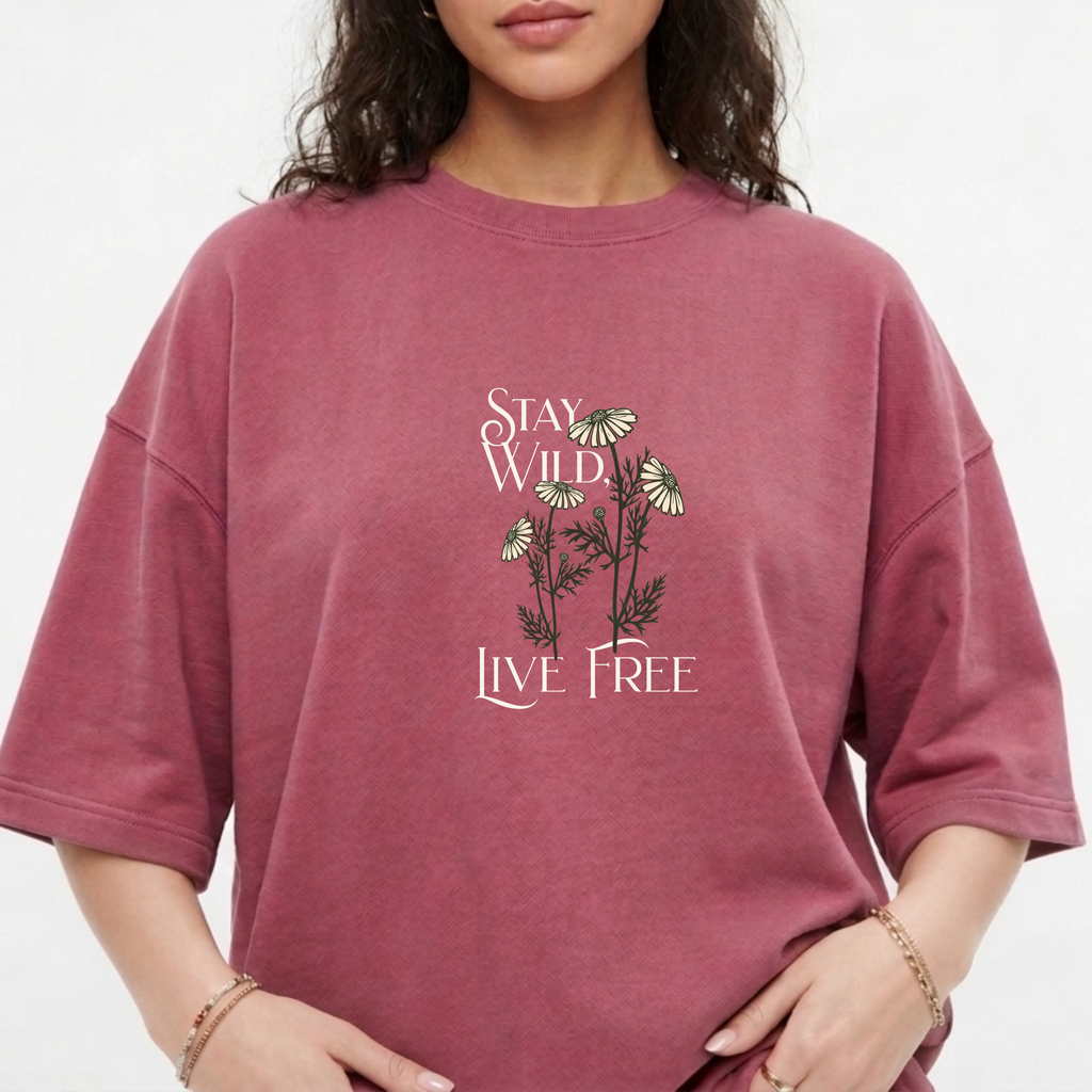 Stay Wild Live Free Floral Graphic T-Shirt | Ademode Women's Printed Tee