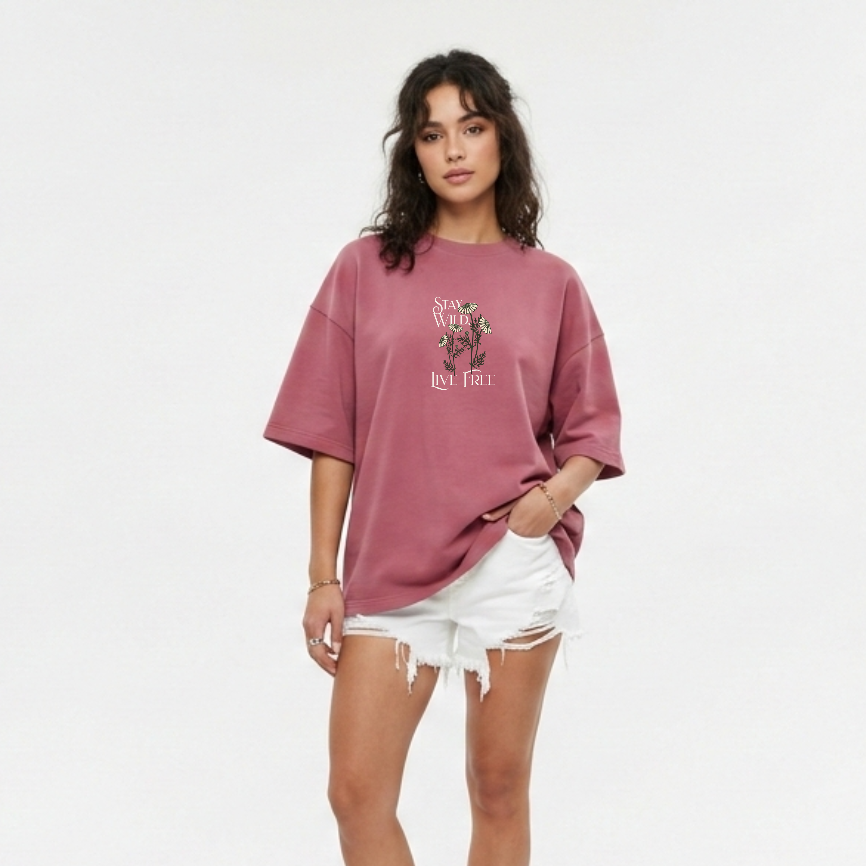 Stay Wild Live Free Floral Graphic T-Shirt | Ademode Women's Printed Tee
