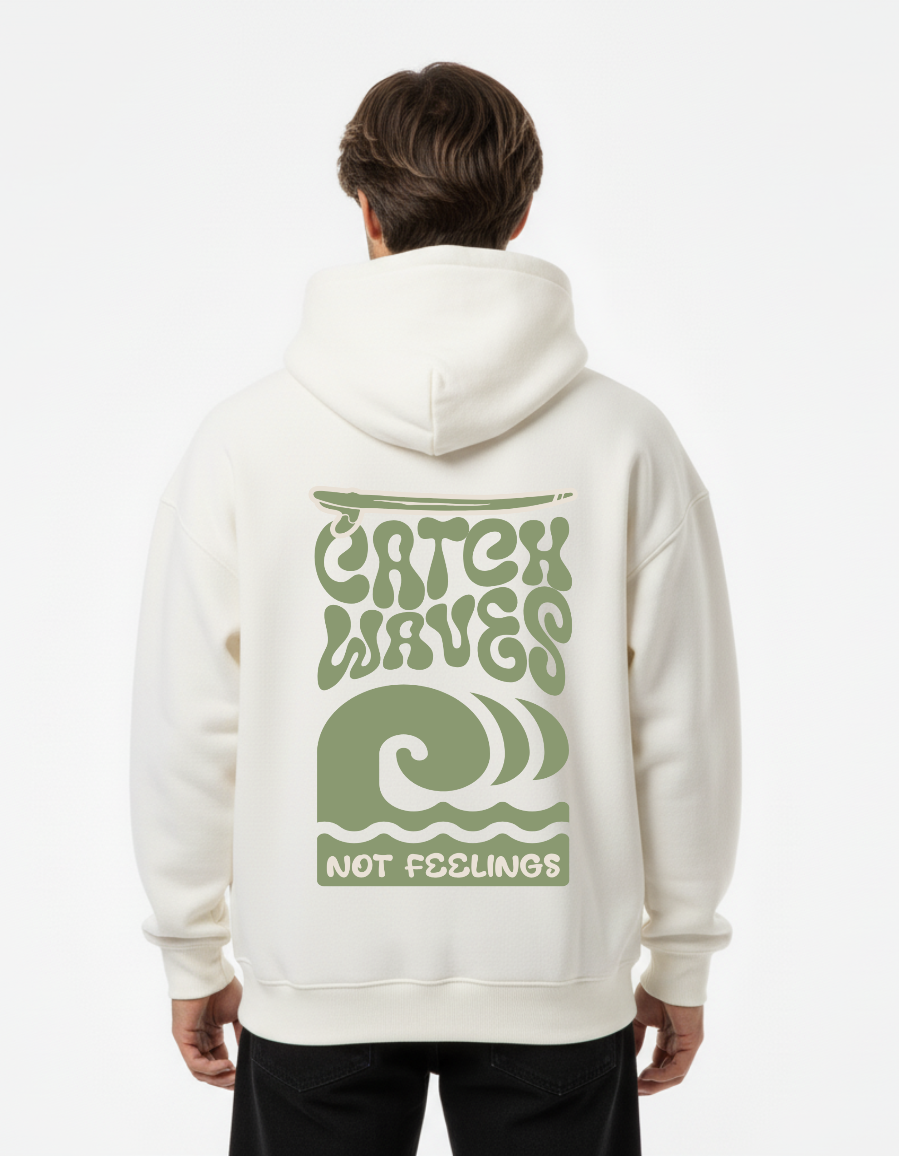 ADEMODE Catch Waves Hoodie – Unisex Oversized Hoodie | Surf Graphic Streetwear | Chill Aesthetic