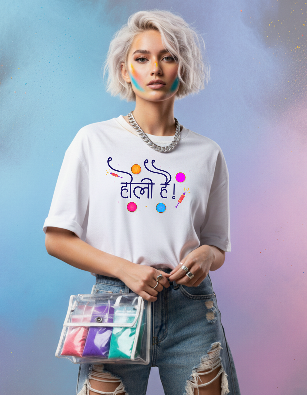 Unisex Holi Hai T-Shirt Oversized | Trendy Festival Graphic Tee