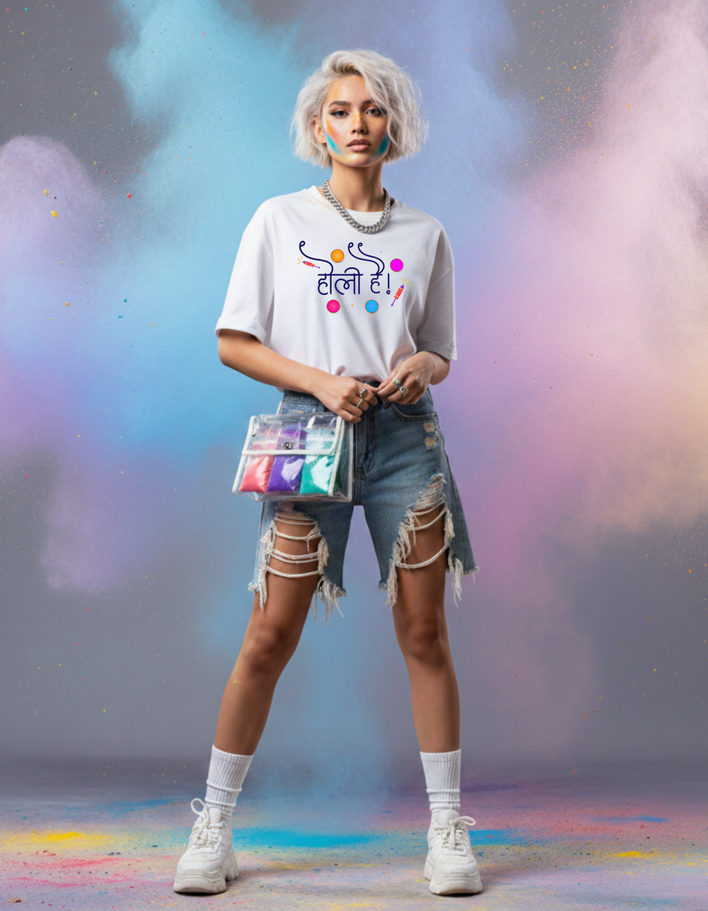 Unisex Holi Hai T-Shirt Oversized | Trendy Festival Graphic Tee