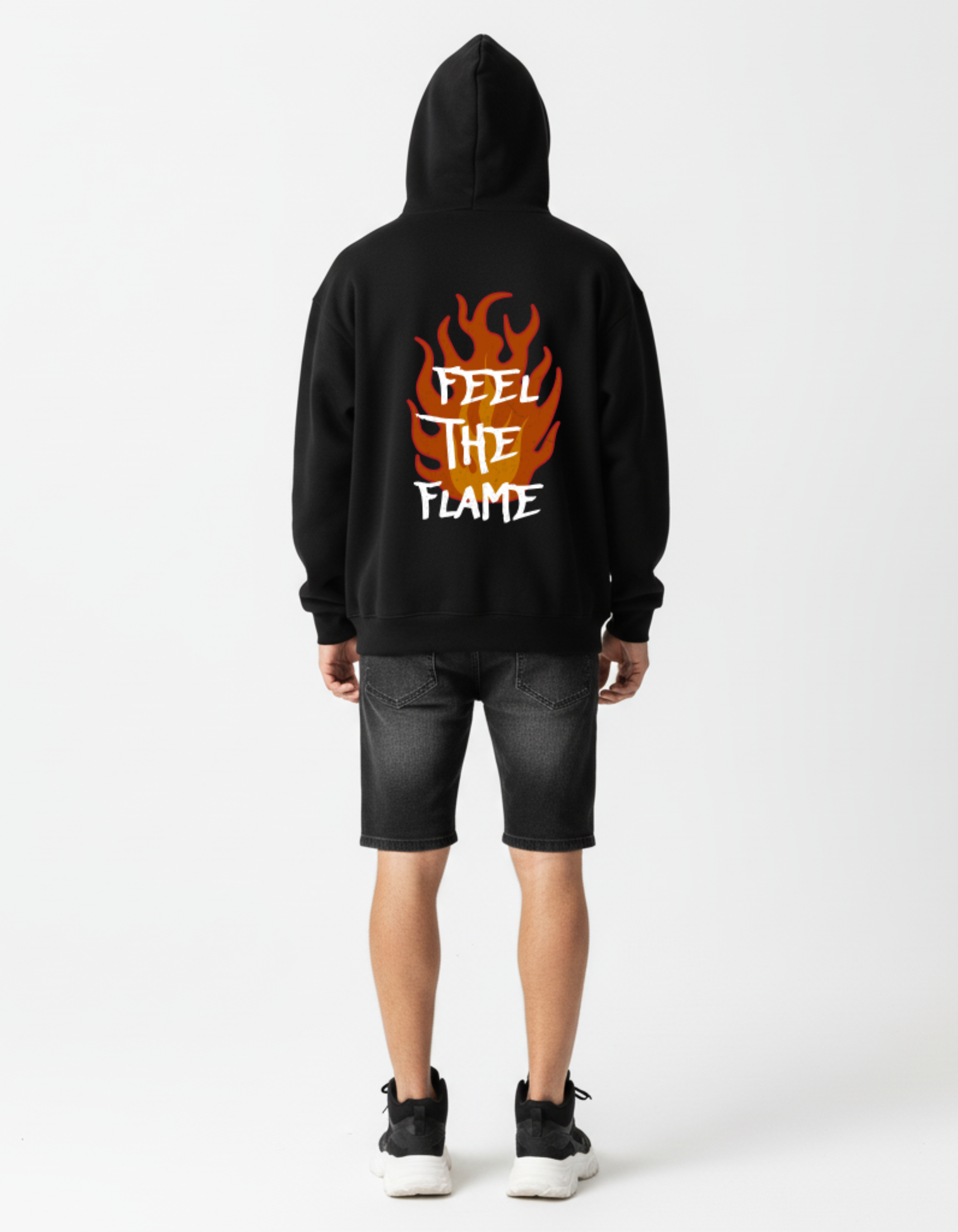 Feel The Flame Black Hoodie for Men | Premium Streetwear – ADEMODE