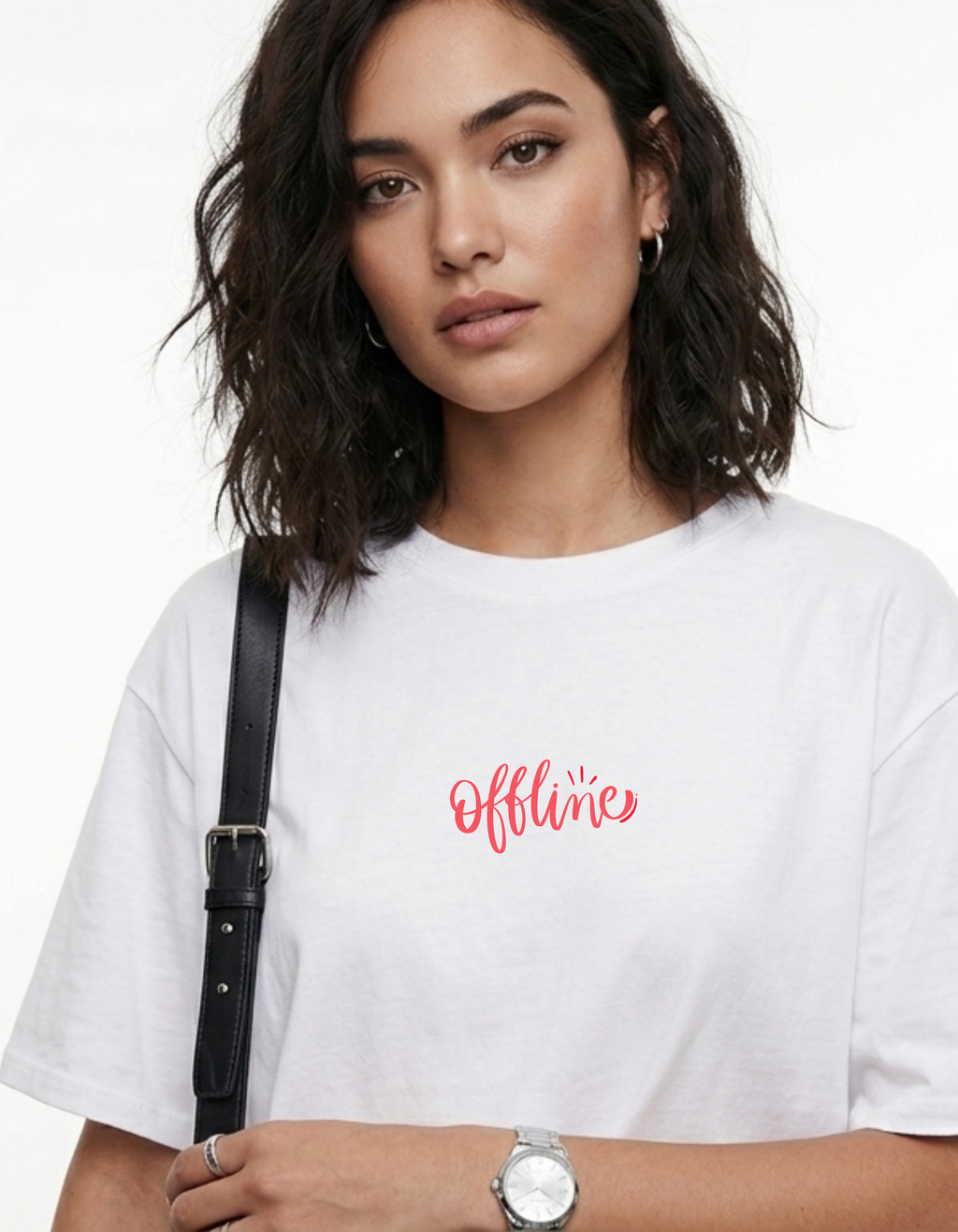 Offline Printed T-Shirt for Women | Minimal Graphic Tee | Ademode