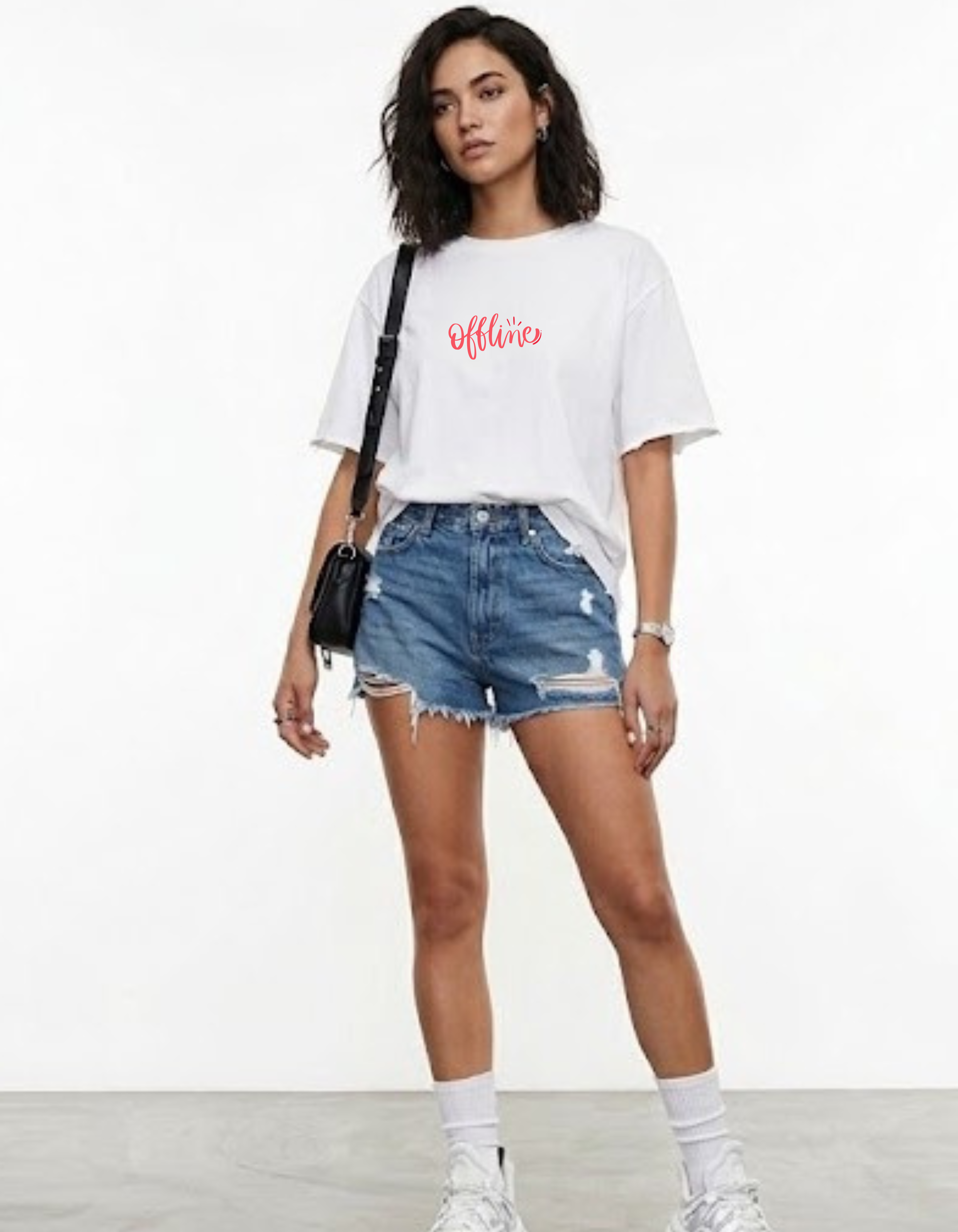 Offline Printed T-Shirt for Women | Minimal Graphic Tee | Ademode
