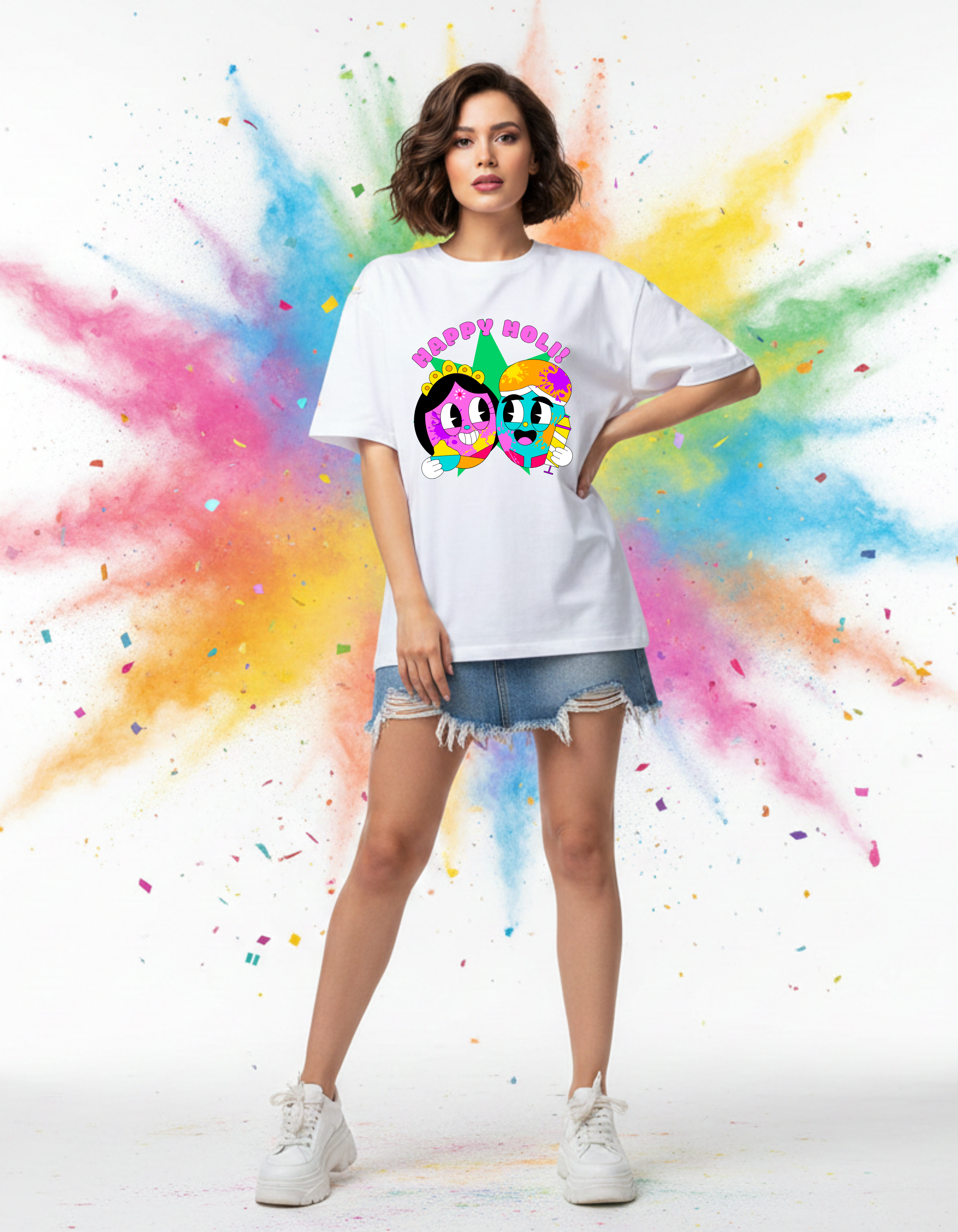 Unisex Oversized Holi T-Shirt – Premium Breathable Cotton | ADEMODE