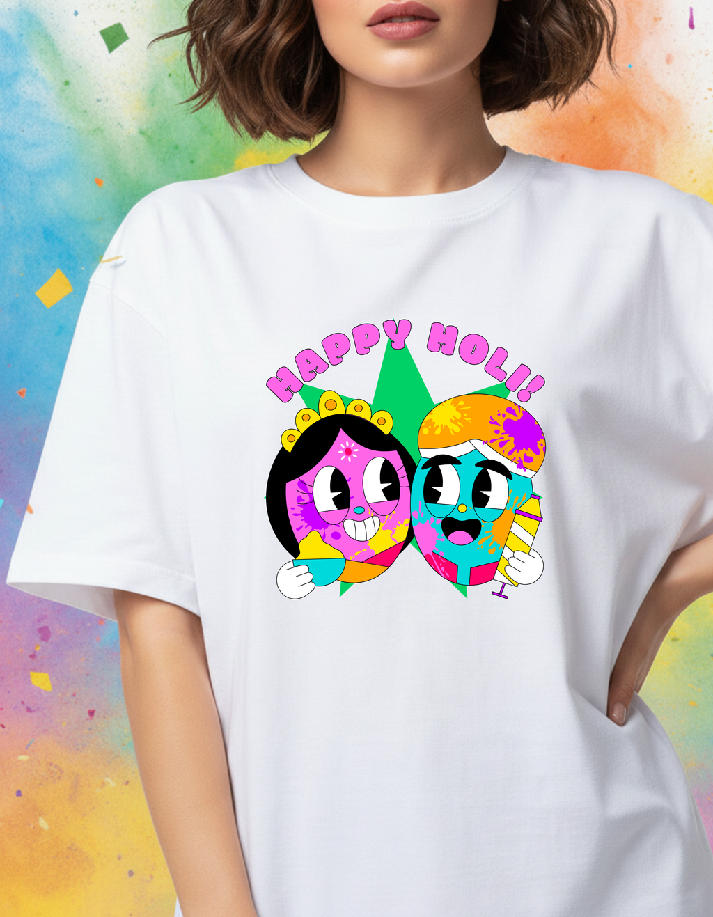 Unisex Oversized Holi T-Shirt – Premium Breathable Cotton | ADEMODE