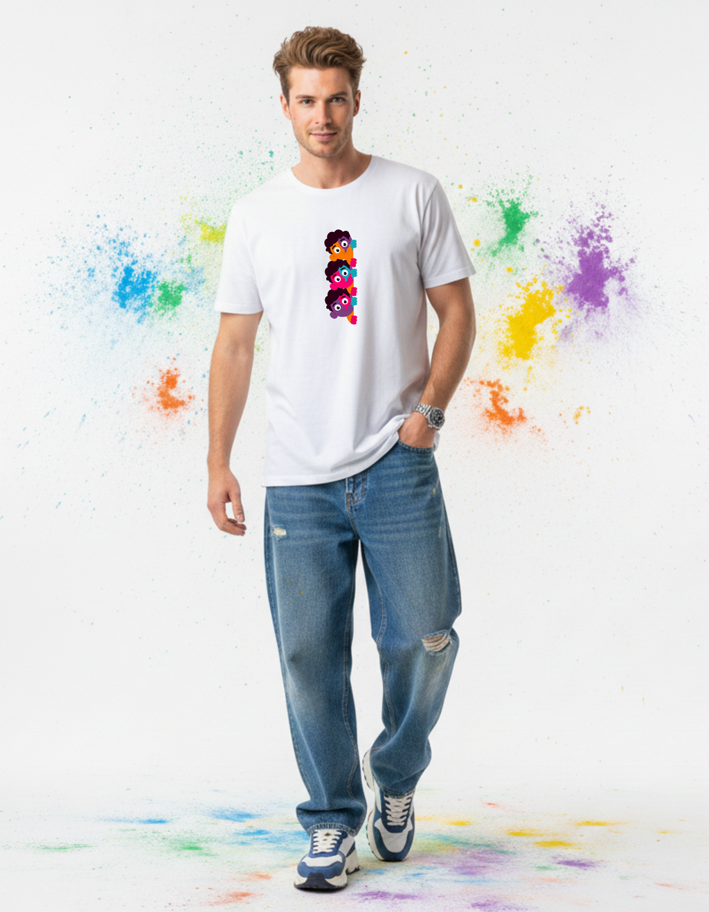 Unisex Regular Fit Holi Graphic T-Shirt – Premium Breathable Cotton | ADEMODE