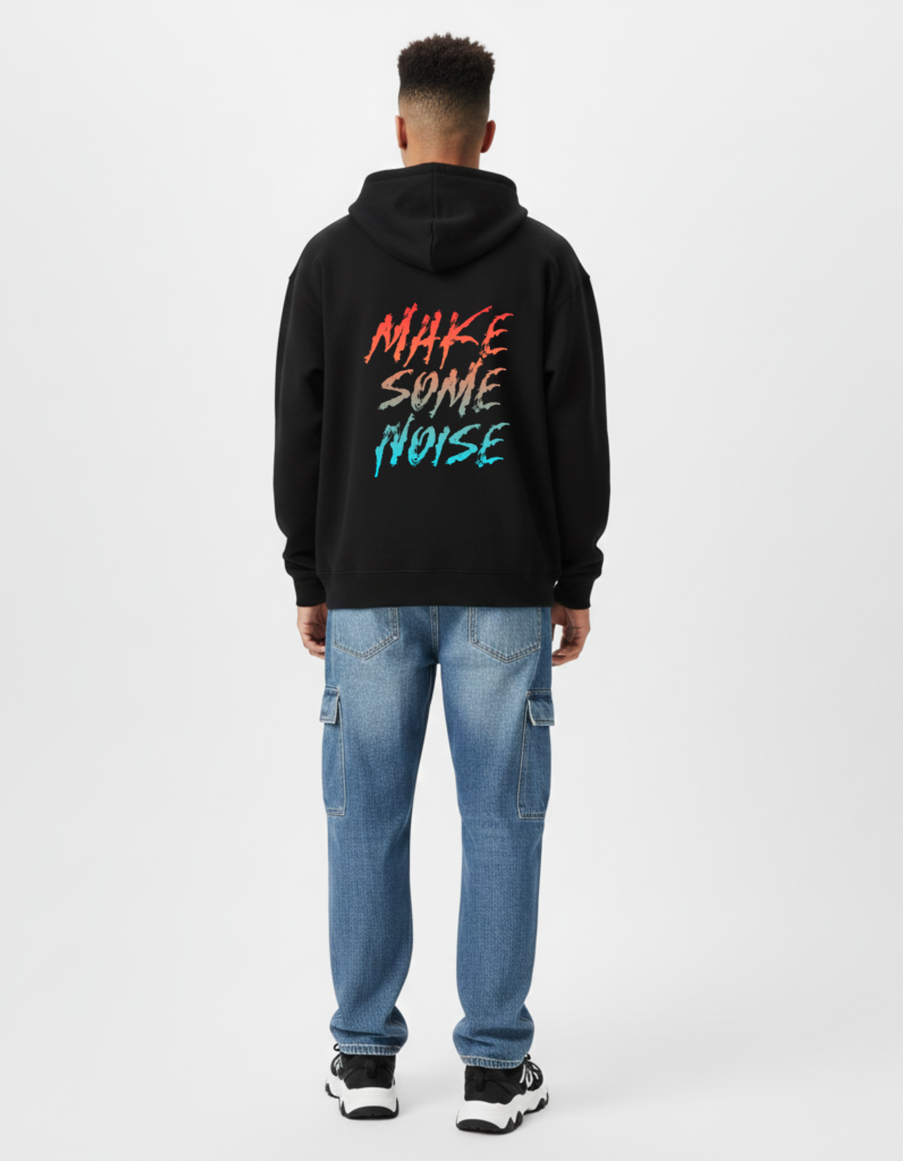 Make Some Noise Black Hoodie for Men | Graphic Streetwear Hoodie – ADEMODE