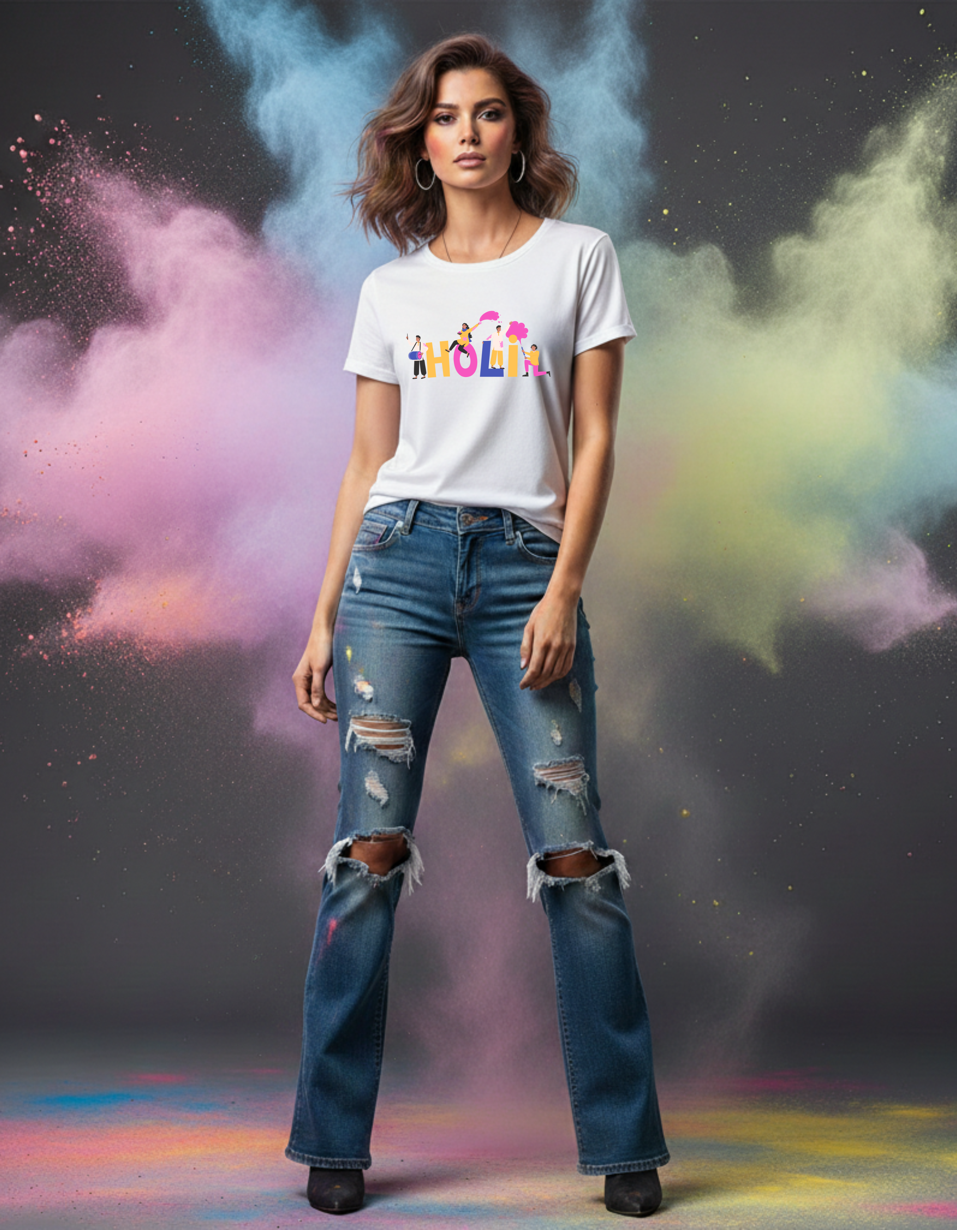 Regular Fit Holi  Unisex T-Shirt | Color Splash Graphic Tee