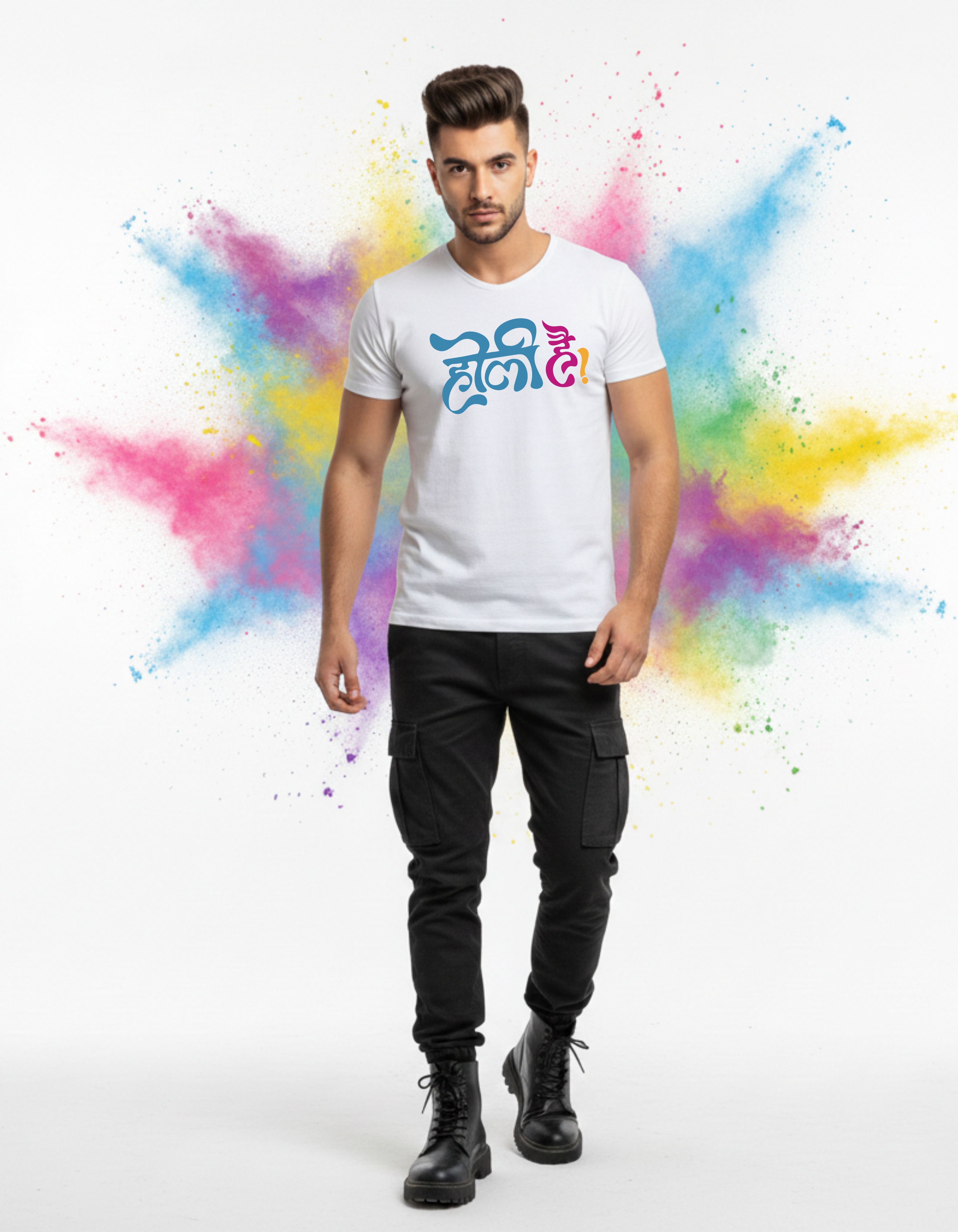 Unisex Regular Fit Holi Hai T-Shirt – Colorful Festival Graphic Tee