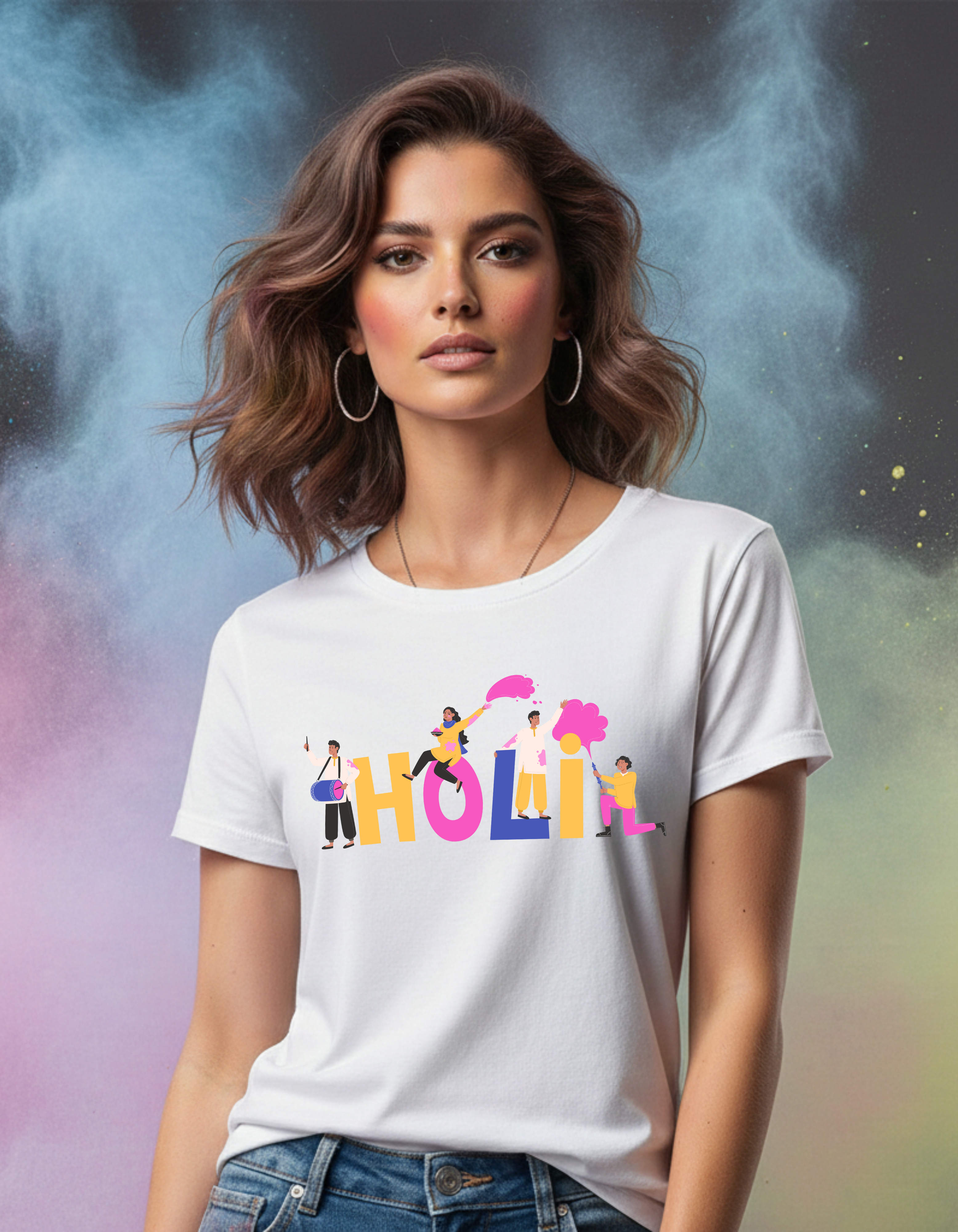 Regular Fit Holi  Unisex T-Shirt | Color Splash Graphic Tee