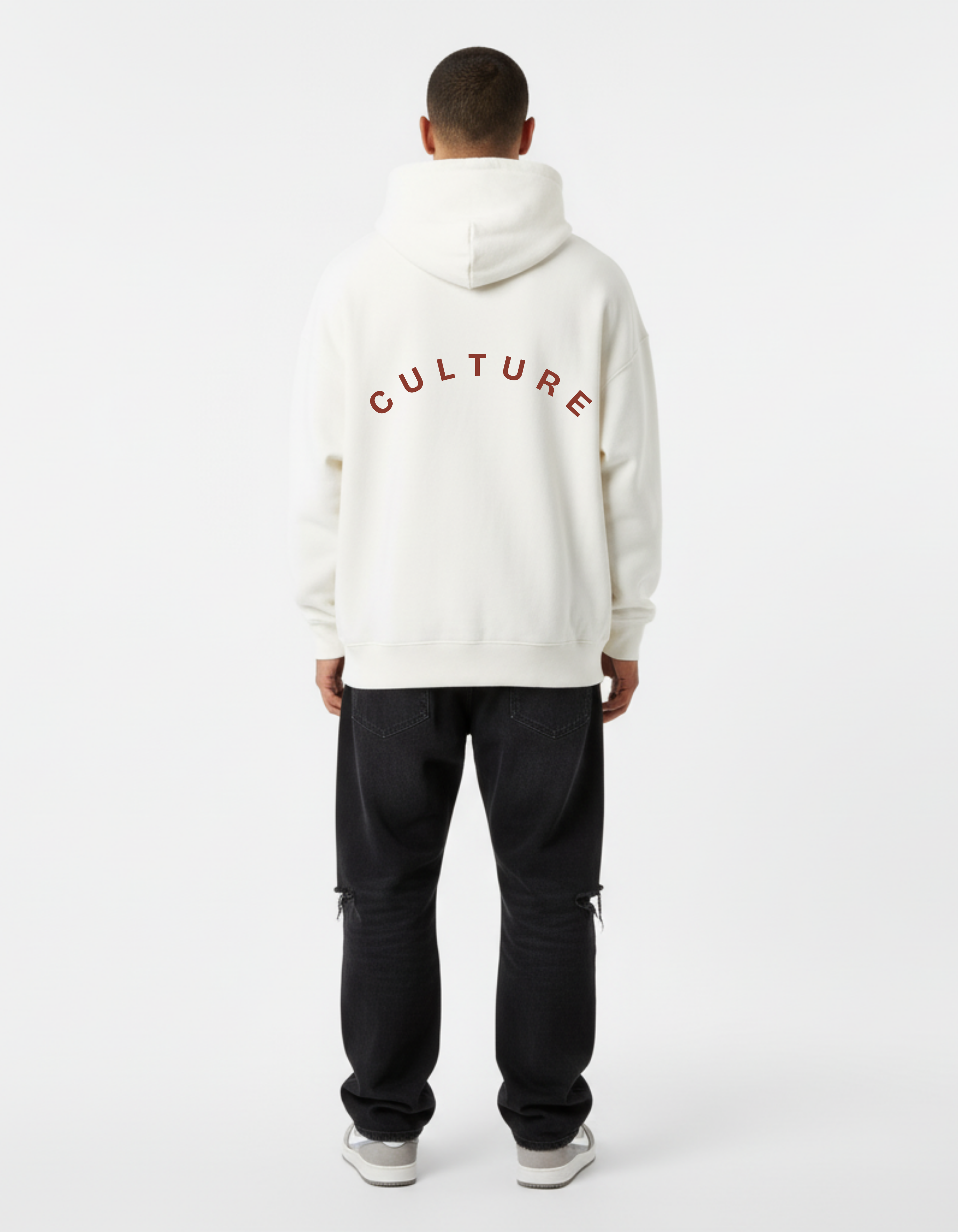Culture Back Print Ivory Hoodie | Premium Streetwear – ADEMODE