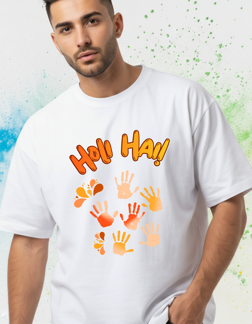 Oversized Unisex Holi Hai T-Shirt – Premium Breathable Cotton | ADEMODE