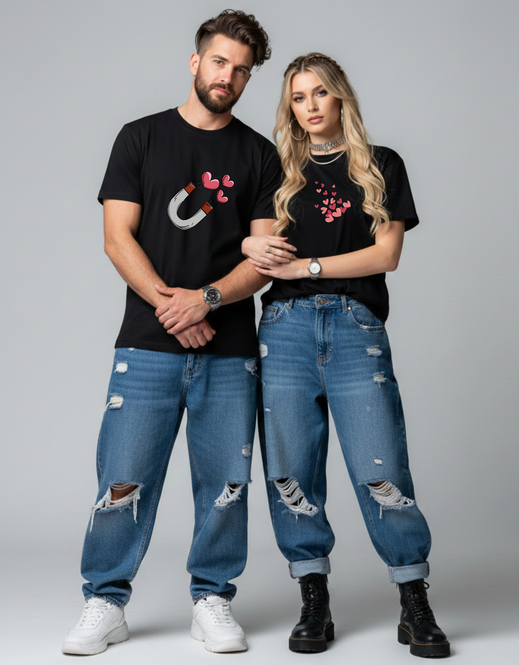 Couple Magnet Heart T-Shirts | Cute Matching Love Tees