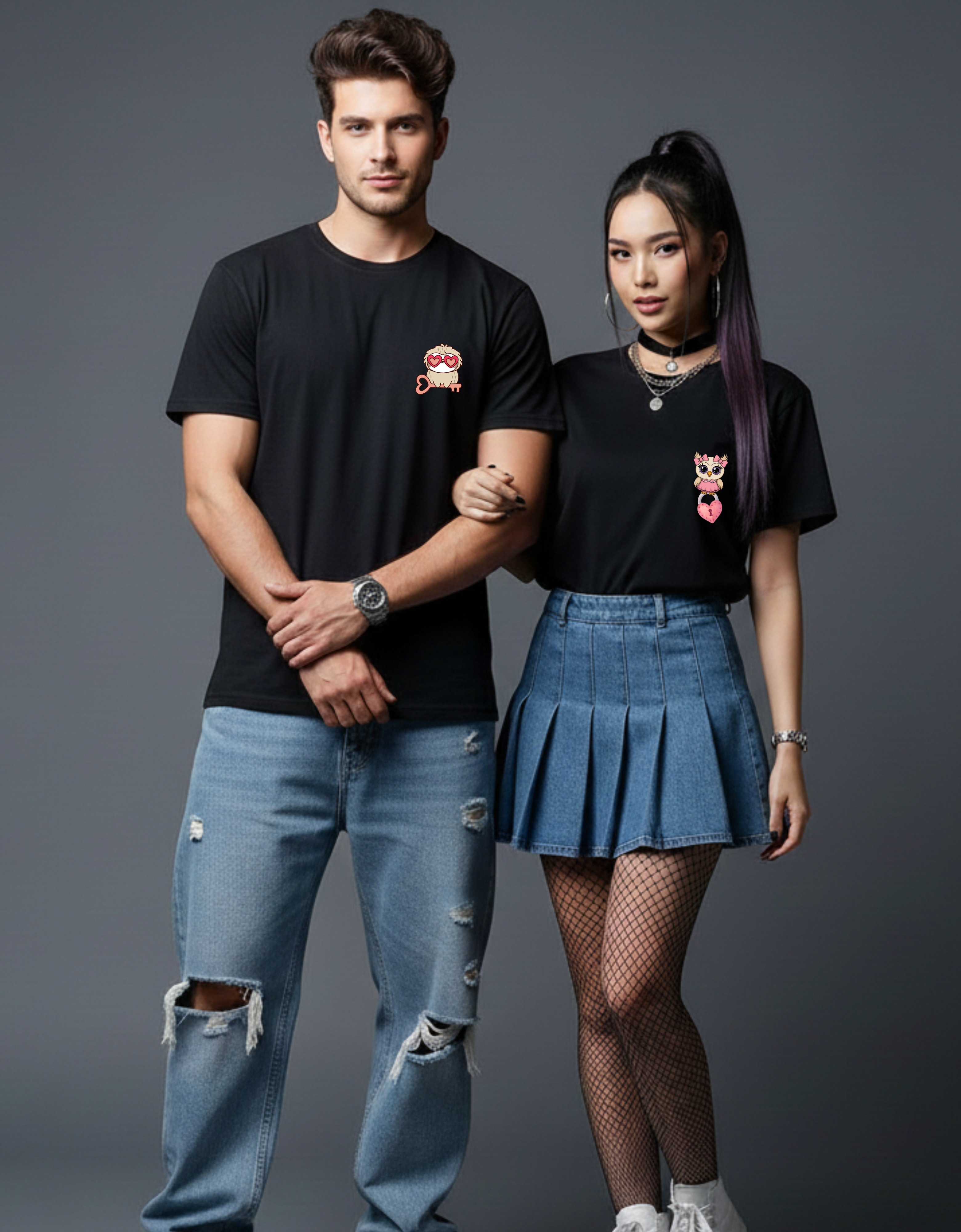 Matching Owl Couple T-Shirts | Cute Love Key Design