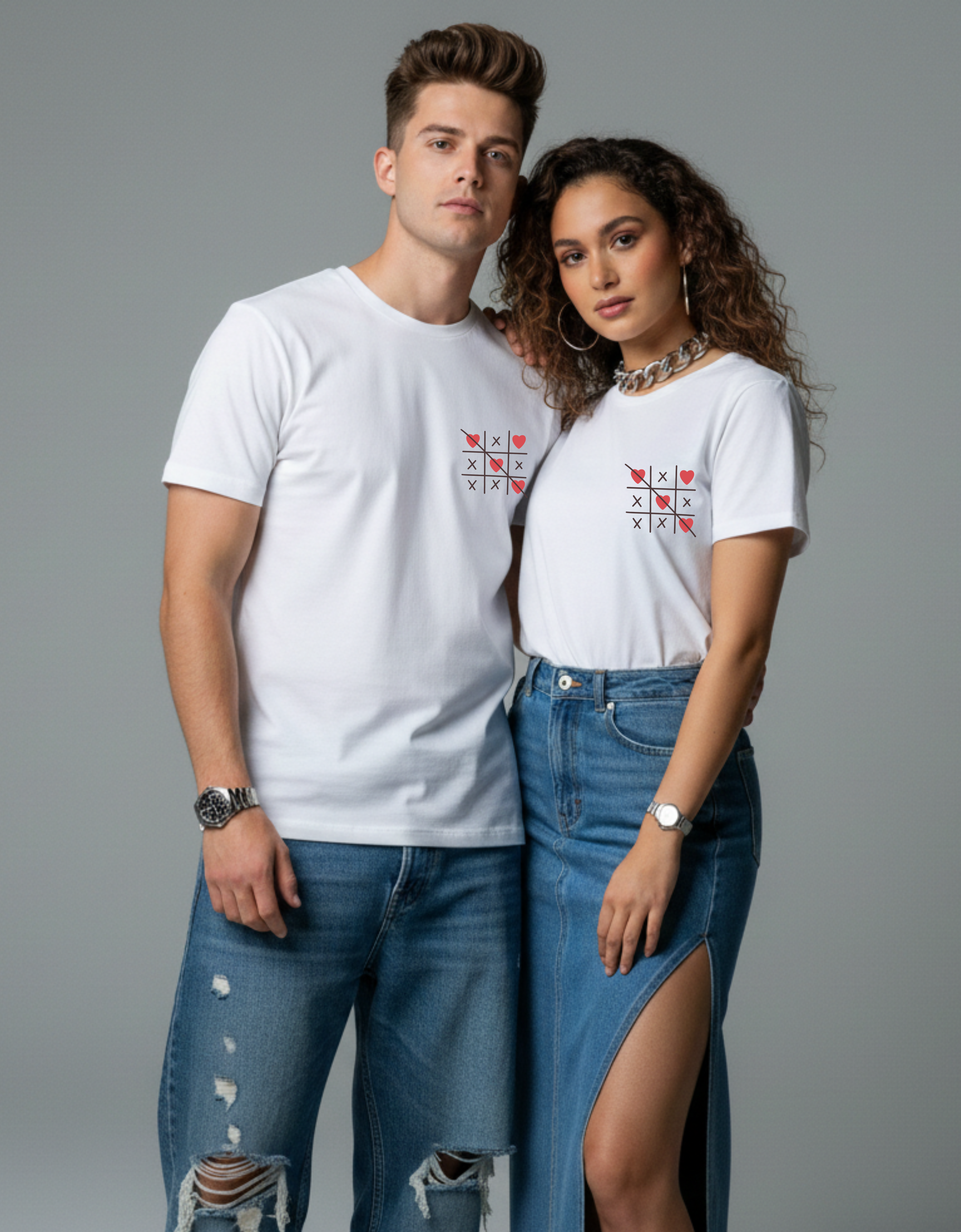 Matching Tic Tac Toe Love T-Shirts | Fun Couple Tees
