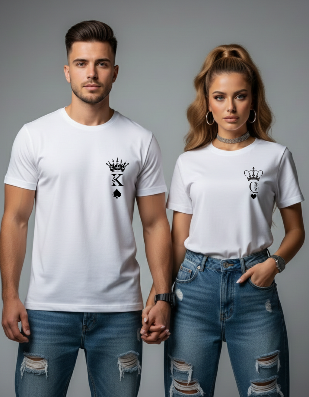 Royal King Queen Couple T-Shirts | Premium Matching Tees