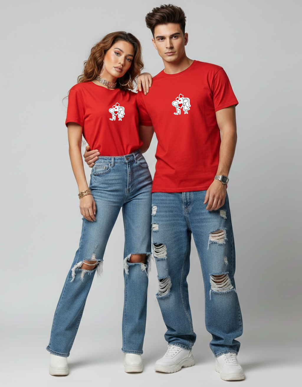 Cute Illustrated Couple T-Shirts | Couple Matching Tees