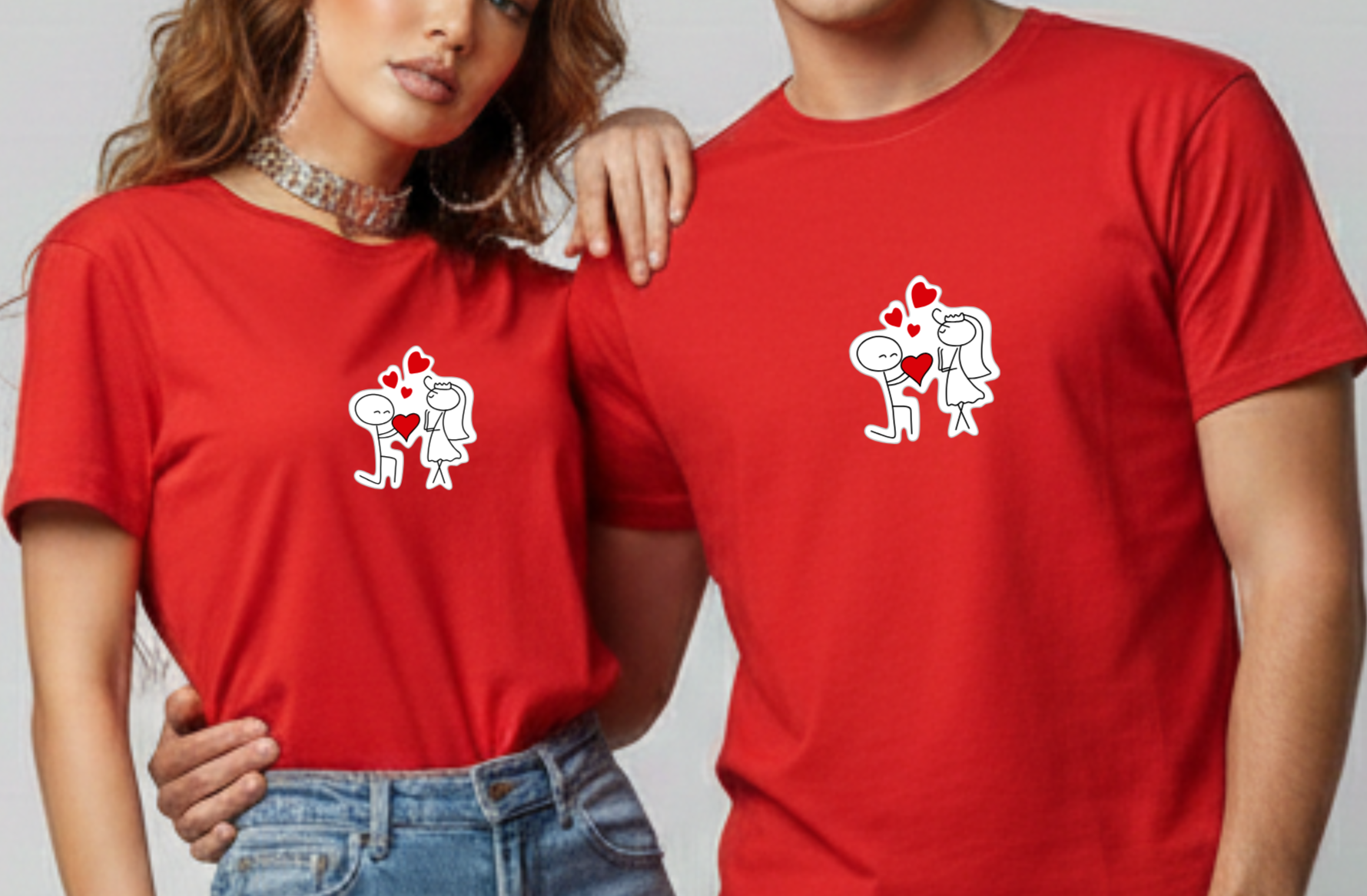 Cute Illustrated Couple T-Shirts | Couple Matching Tees