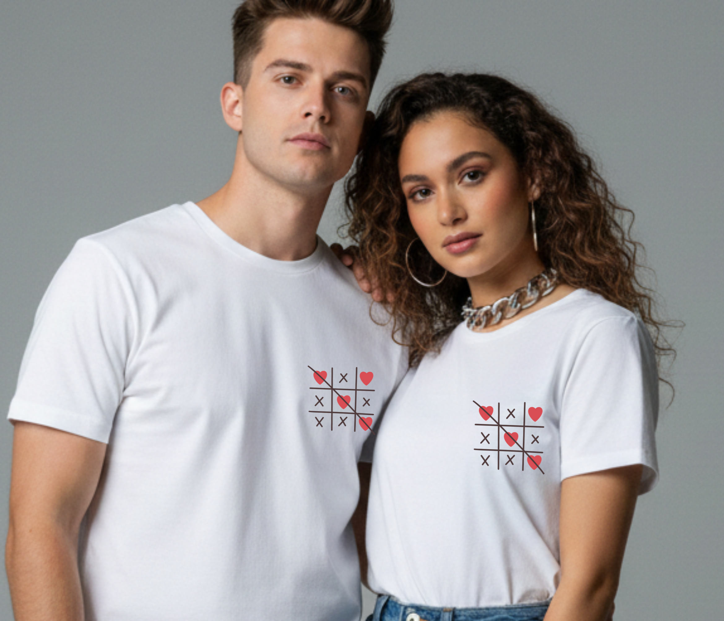 Matching Tic Tac Toe Love T-Shirts | Fun Couple Tees