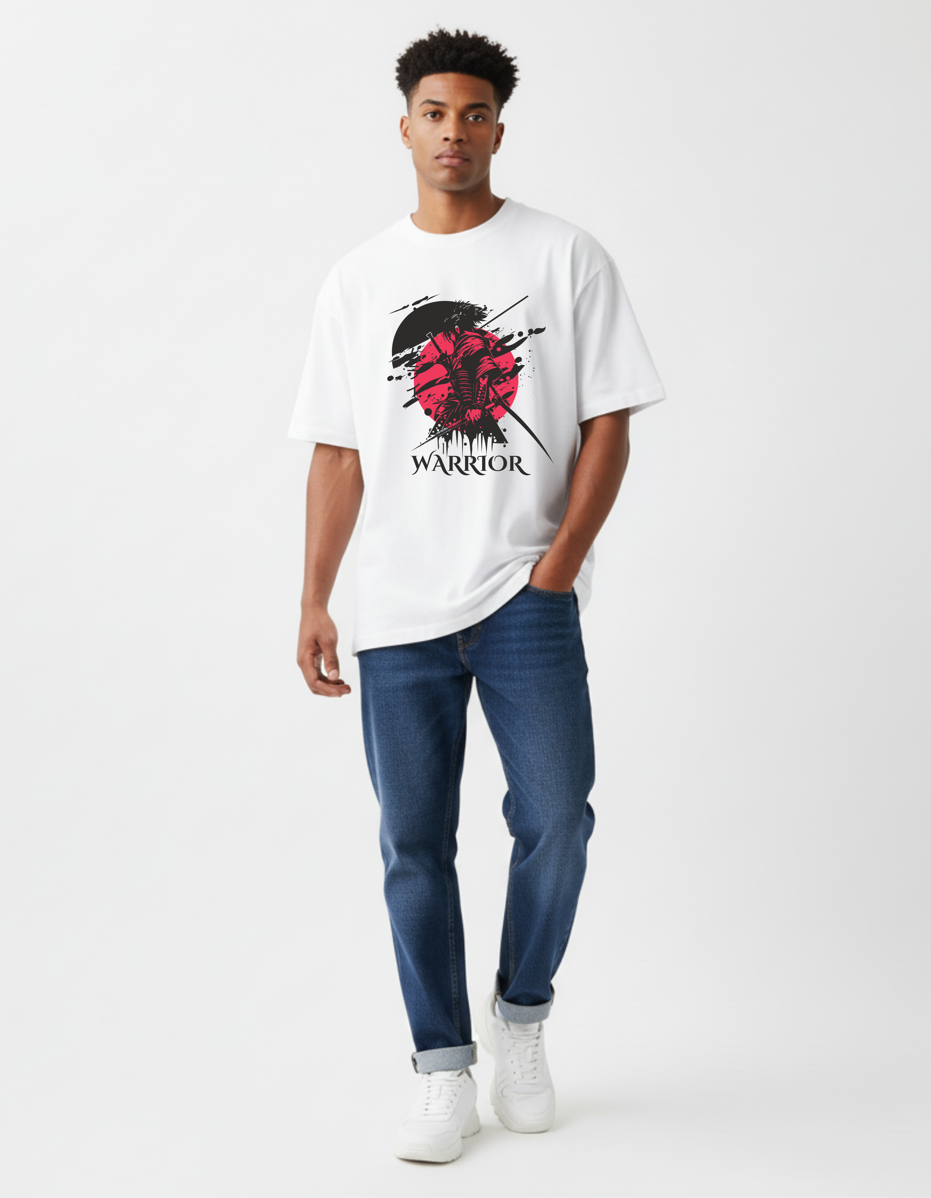 Warrior Graphic T-Shirt for Men | Anime Streetwear – Ademode