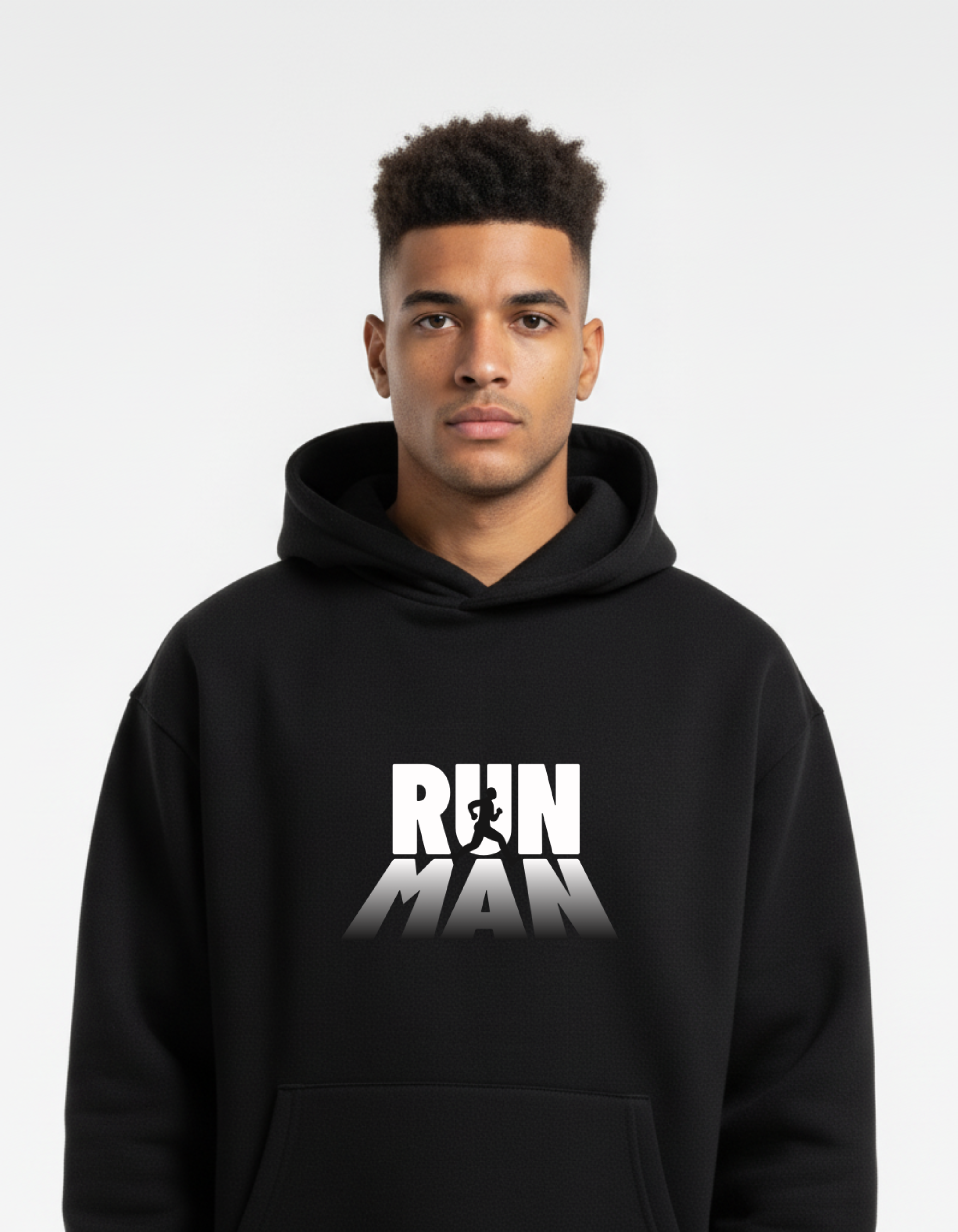 Run Man Black Hoodie for Men | Graphic Streetwear Hoodie – ADEMODE