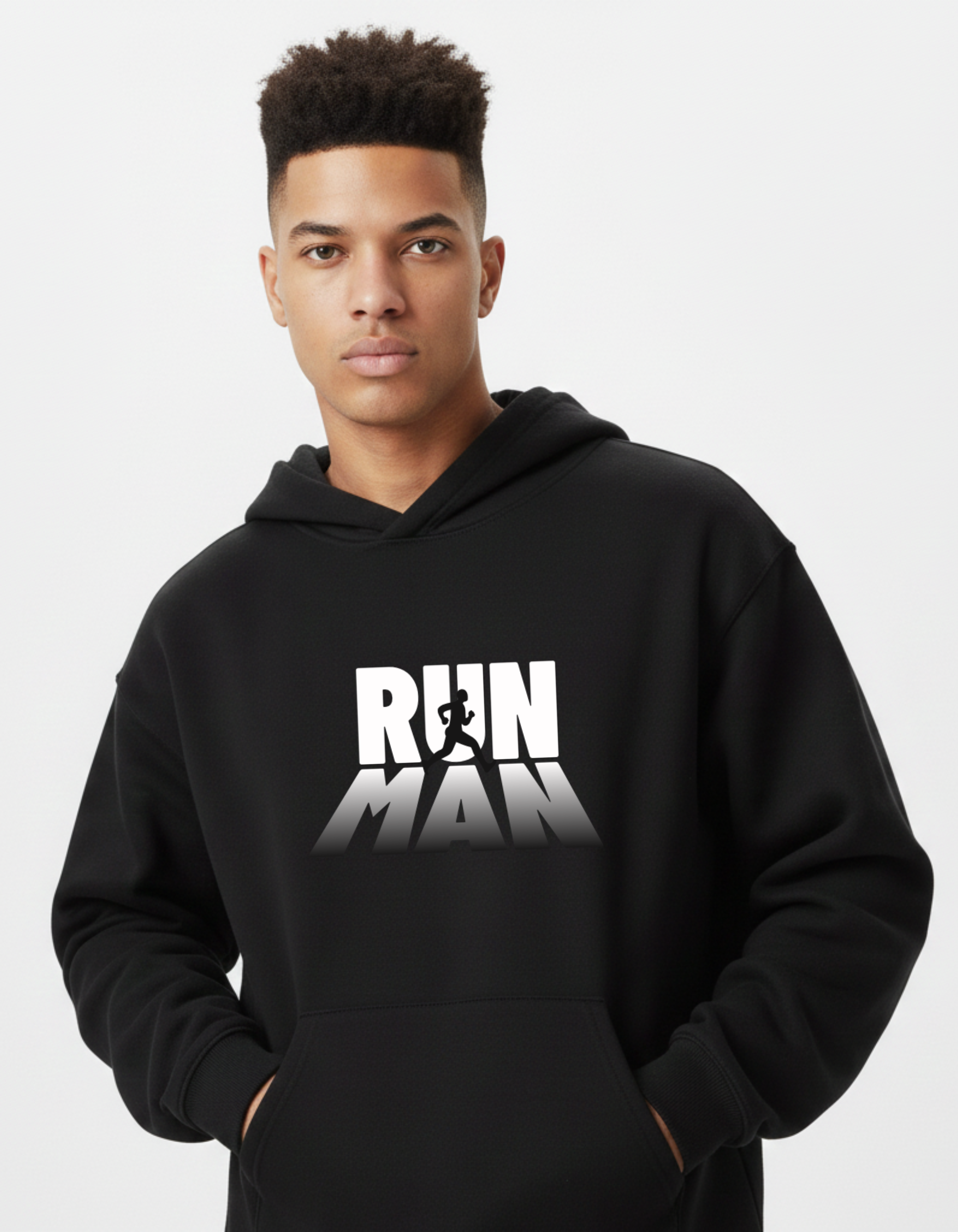Run Man Black Hoodie for Men | Graphic Streetwear Hoodie – ADEMODE