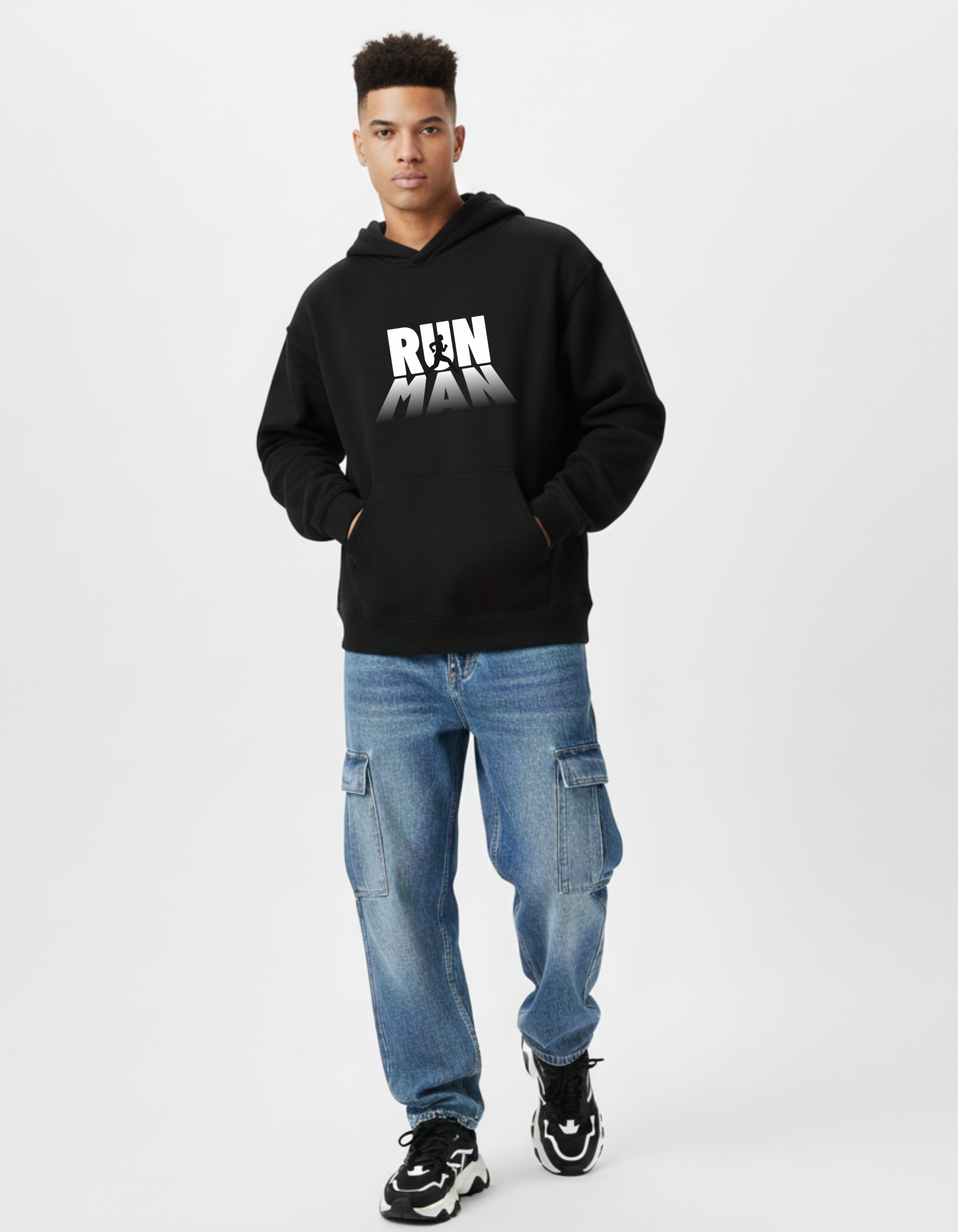 Run Man Black Hoodie for Men | Graphic Streetwear Hoodie – ADEMODE
