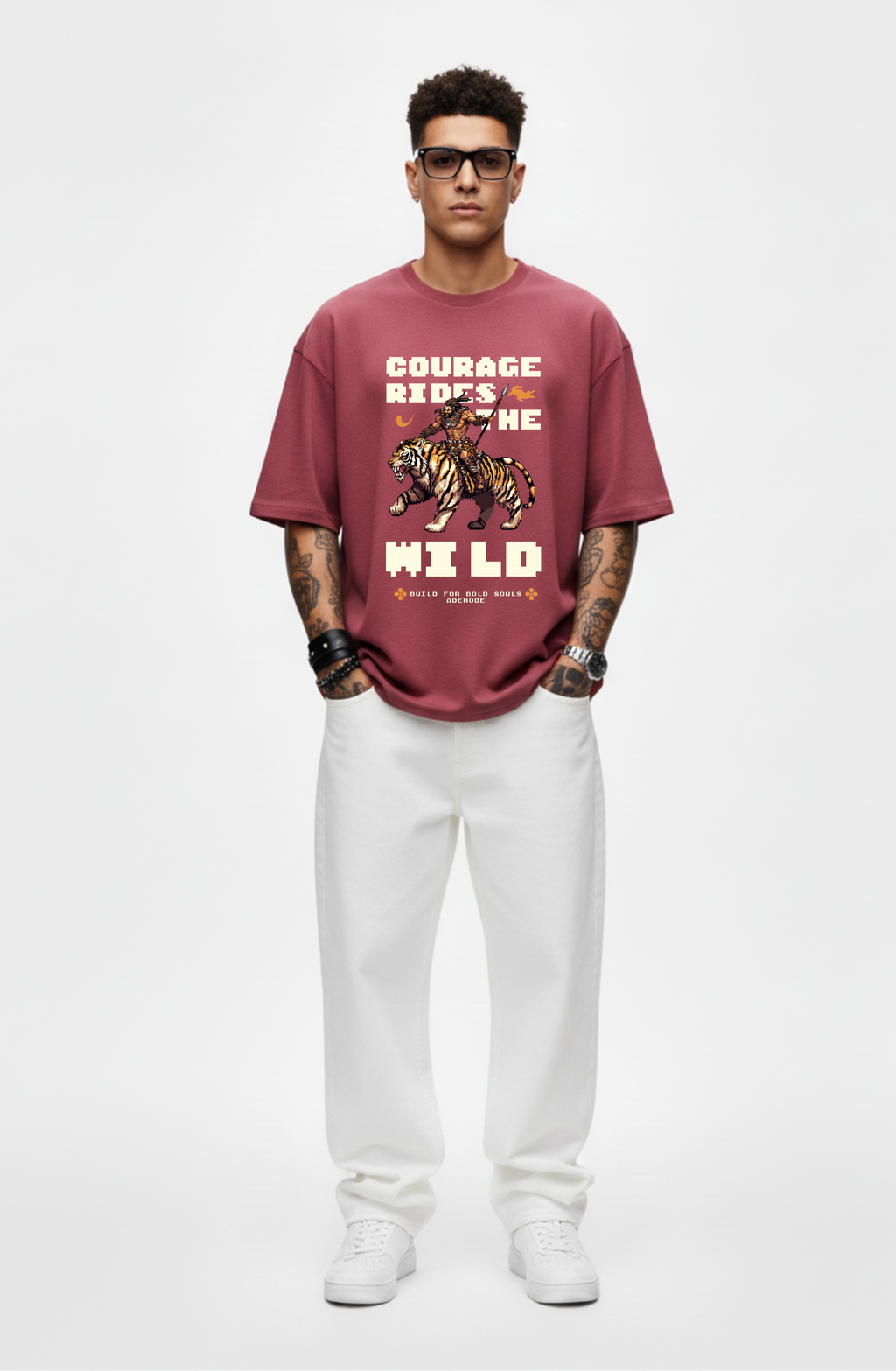 The Courage Ride Tee: Premium Oversized Wild Rose Statement