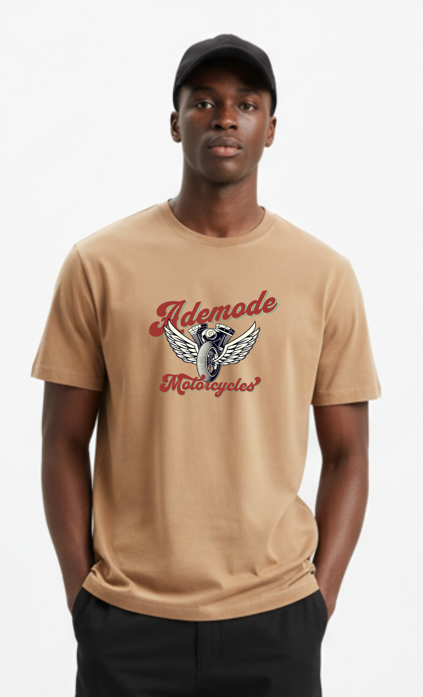 ADEMODE 'Ride' Graphic Tee - Beige Regular Fit