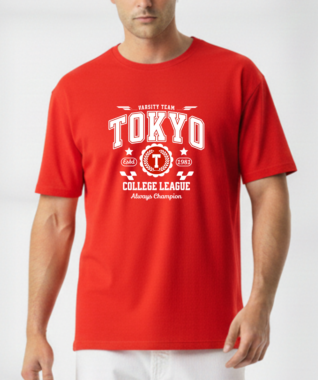 Tokyo Varsity Graphic T-Shirt | Red College Style Tee
