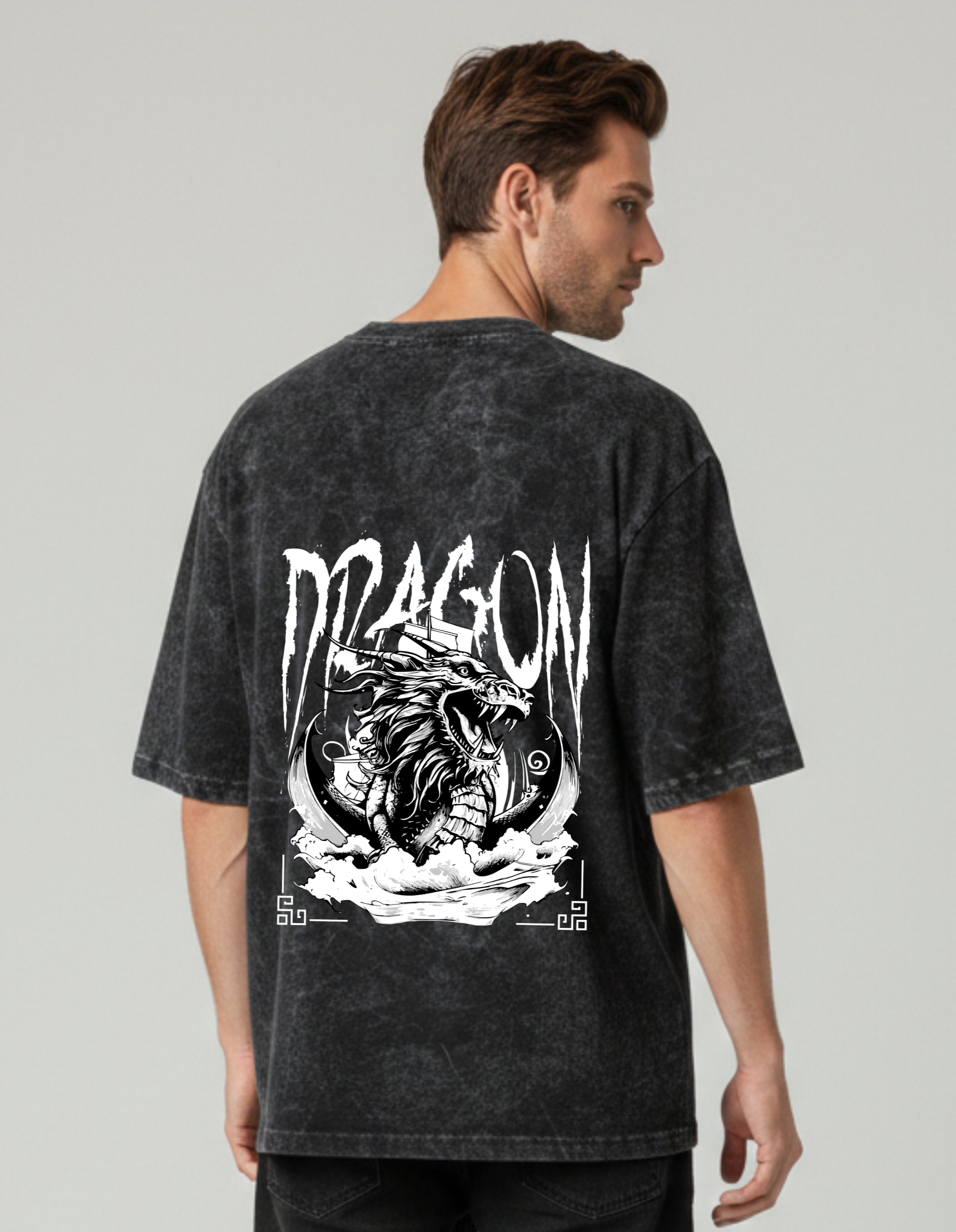 Dragon Acid Wash Oversized T-Shirt | Streetwear Tee – Ademode