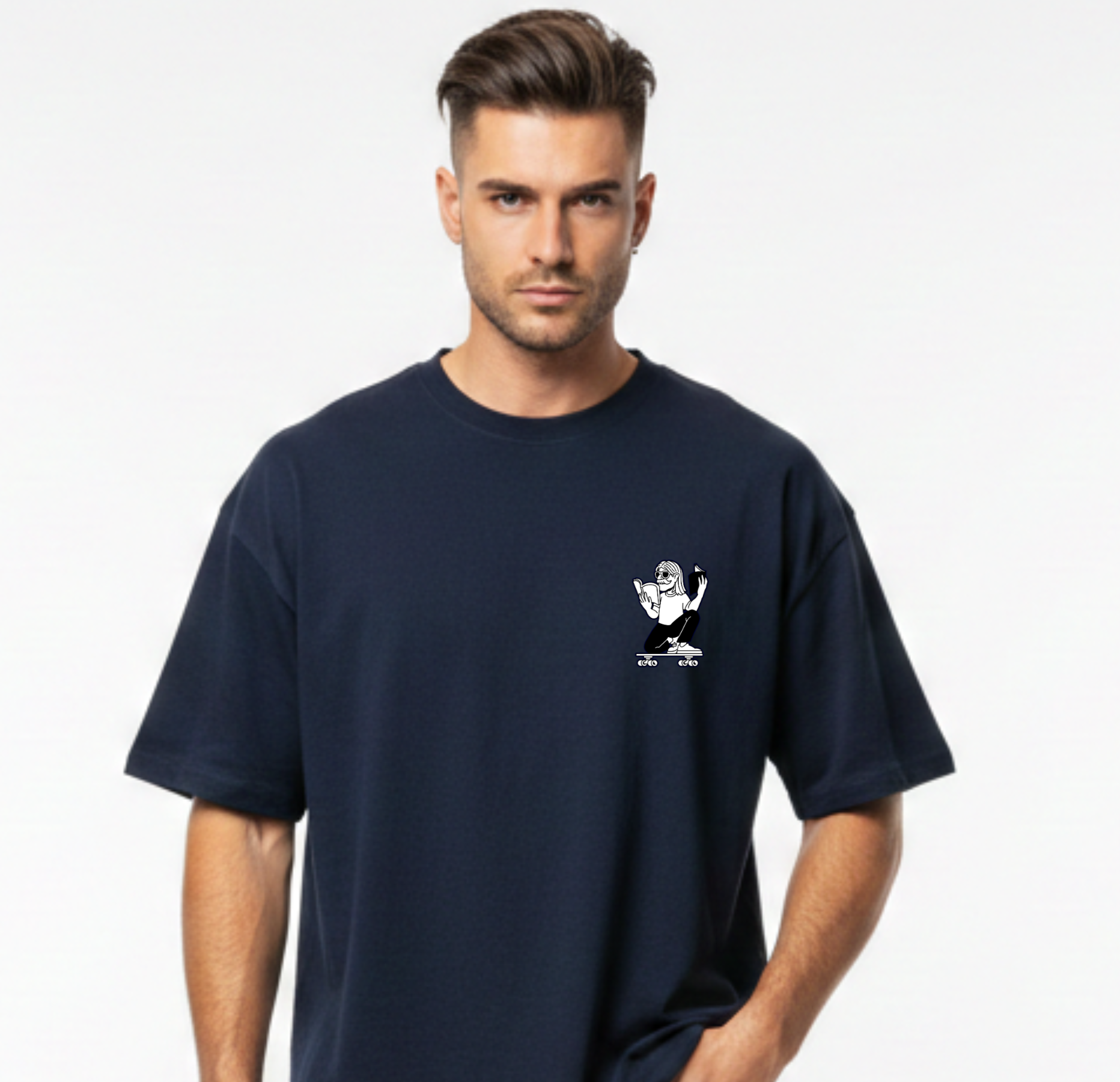 Books Over Skate Graphic Oversized T-Shirt for Men | Ademode