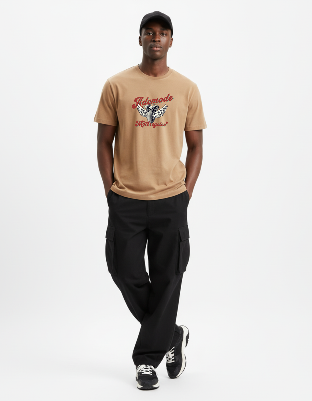 ADEMODE 'Ride' Graphic Tee - Beige Regular Fit