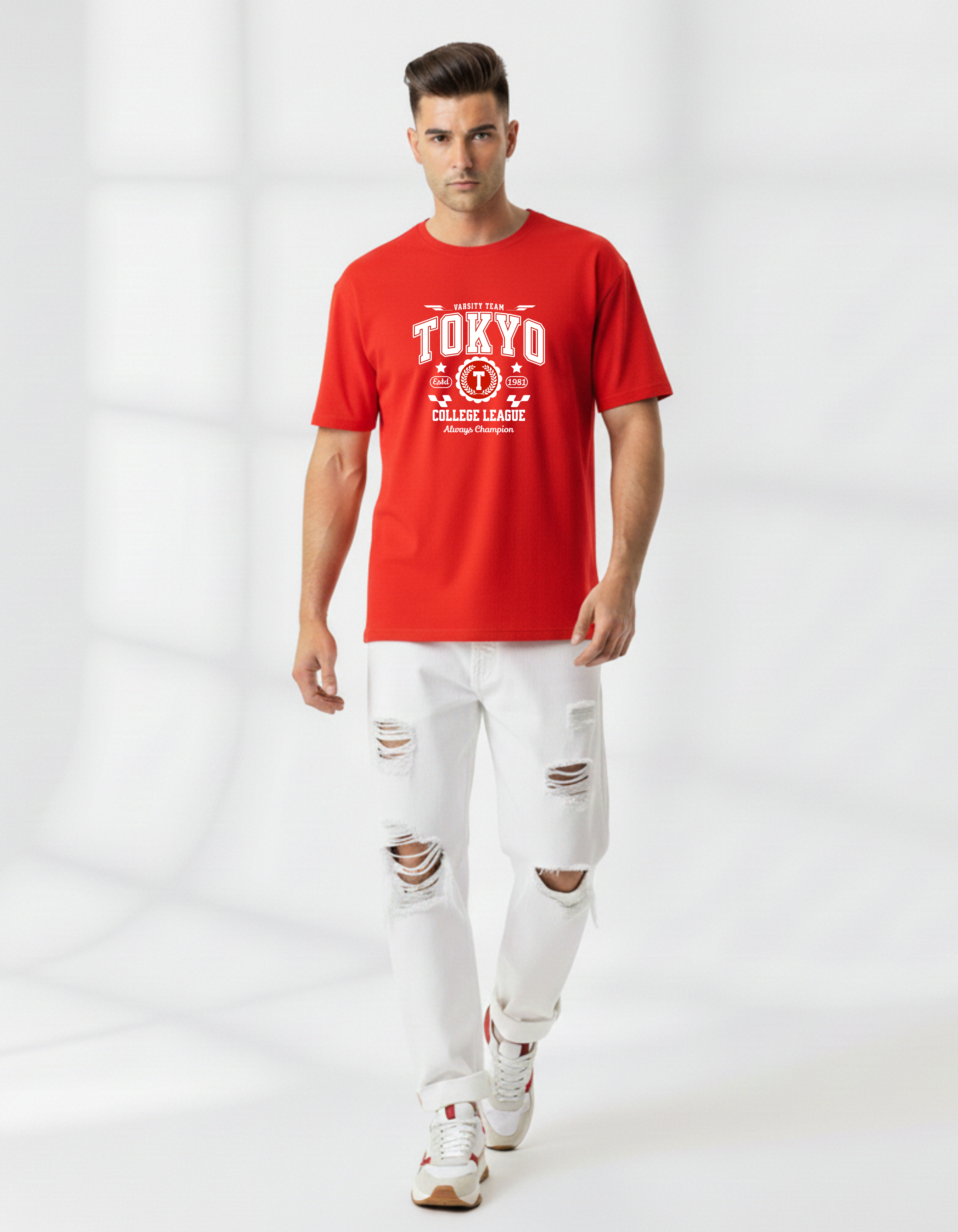 Tokyo Varsity Graphic T-Shirt | Red College Style Tee