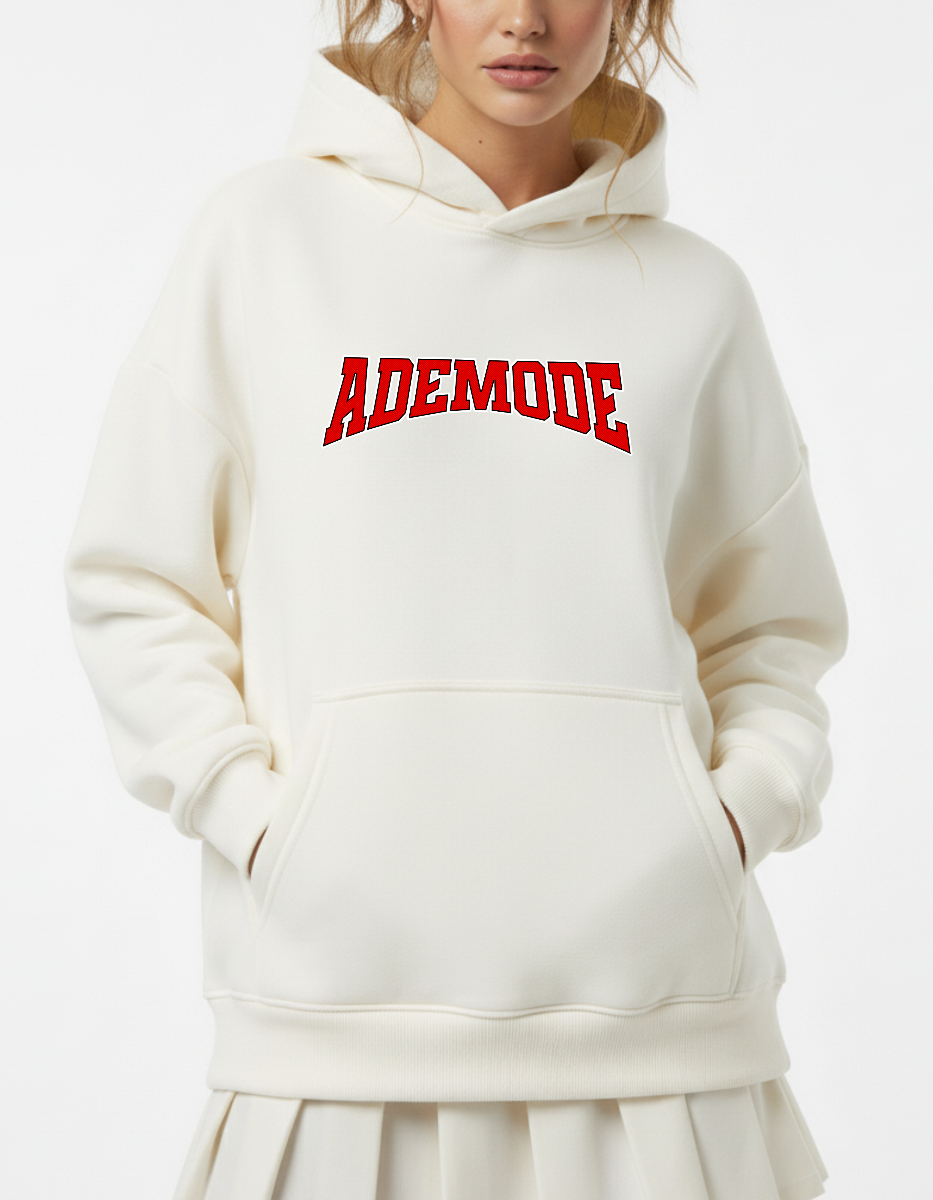 ADEMODE Cream Oversized Hoodie for Women | Streetwear Style