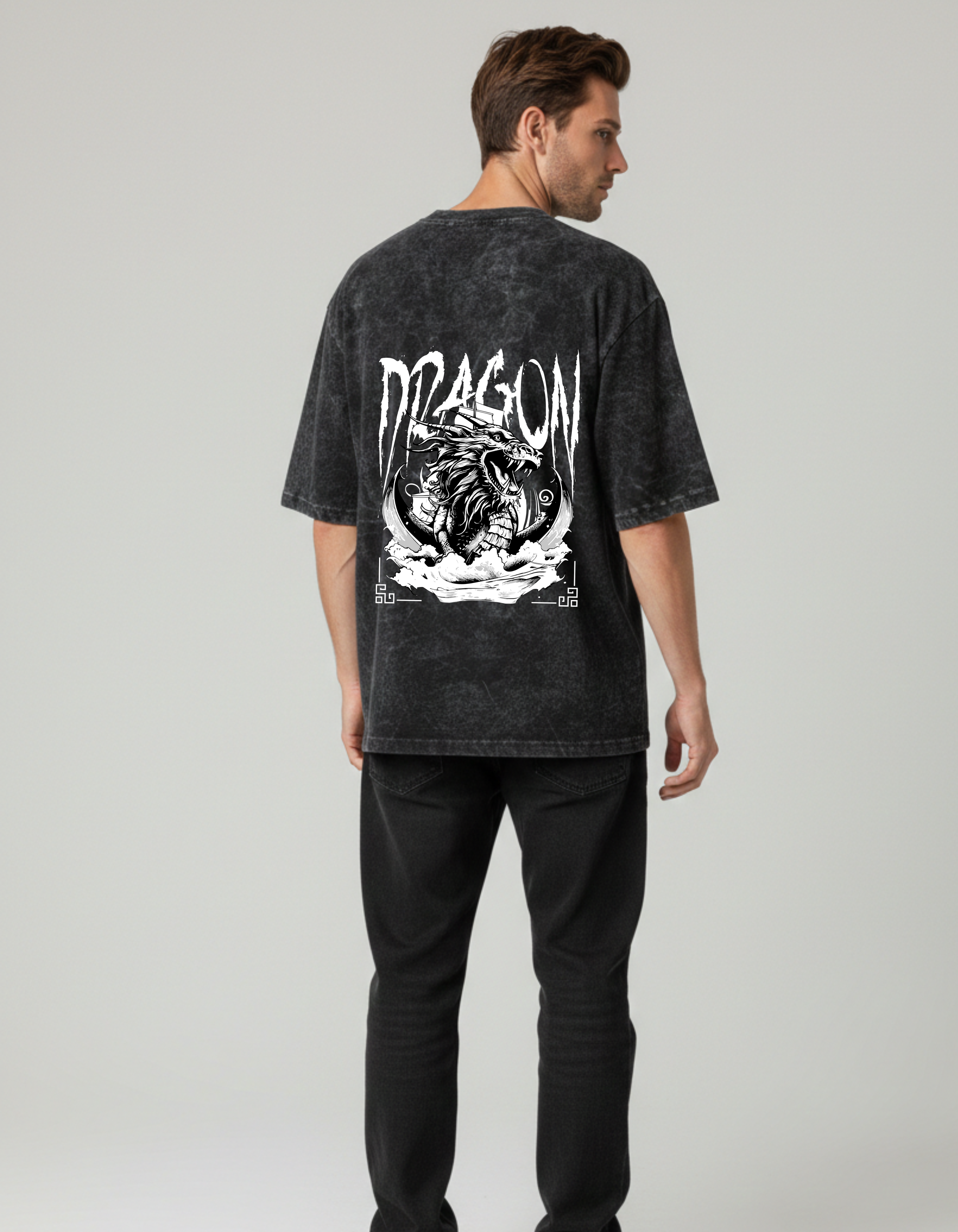 Dragon Acid Wash Oversized T-Shirt | Streetwear Tee – Ademode