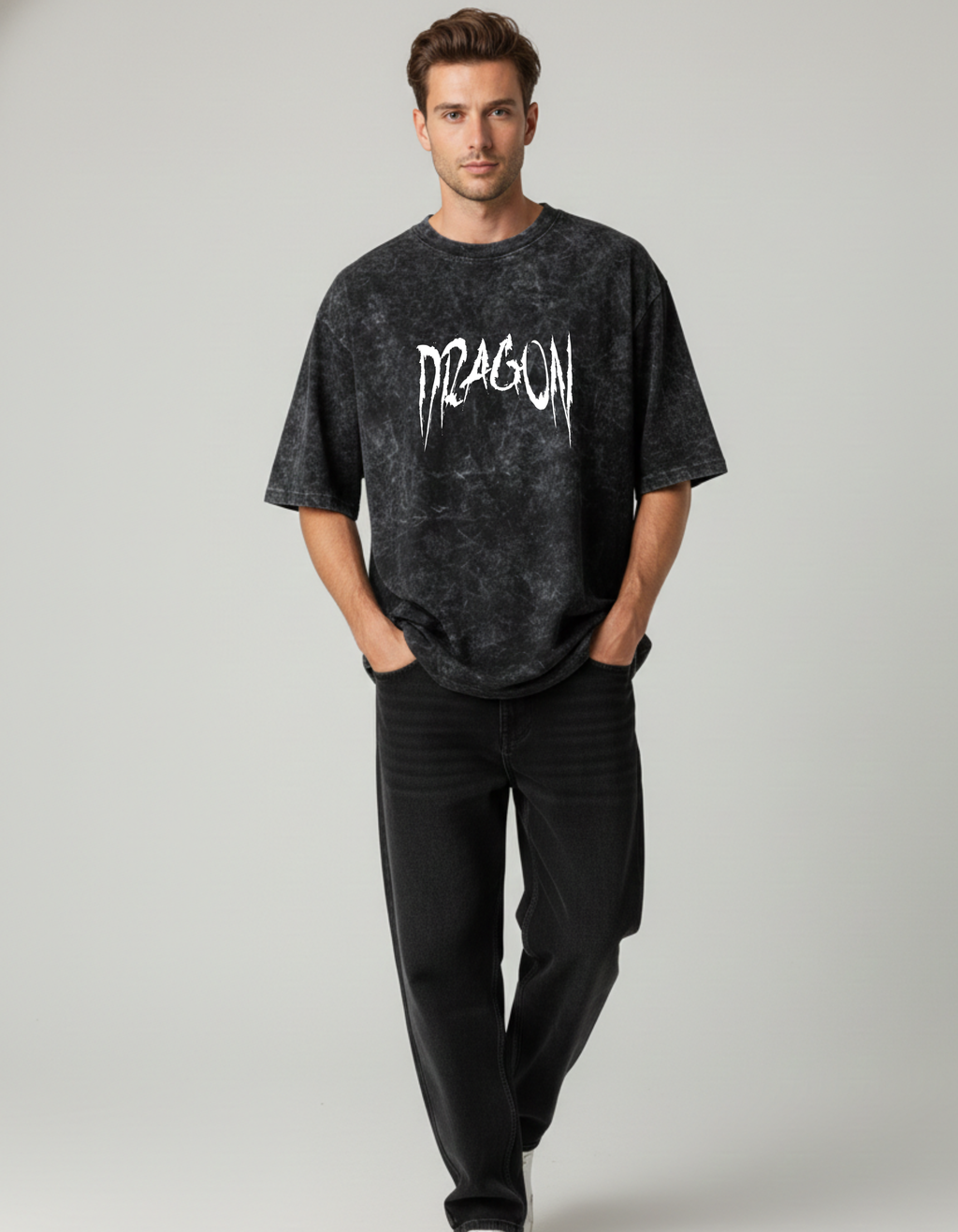 Dragon Acid Wash Oversized T-Shirt | Streetwear Tee – Ademode
