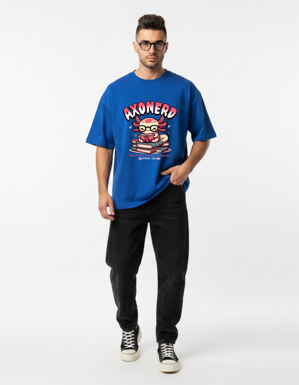 Axonerd Otaku T-Shirt | Cute Nerd Graphic Tee for Book & Anime Lovers – Ademode