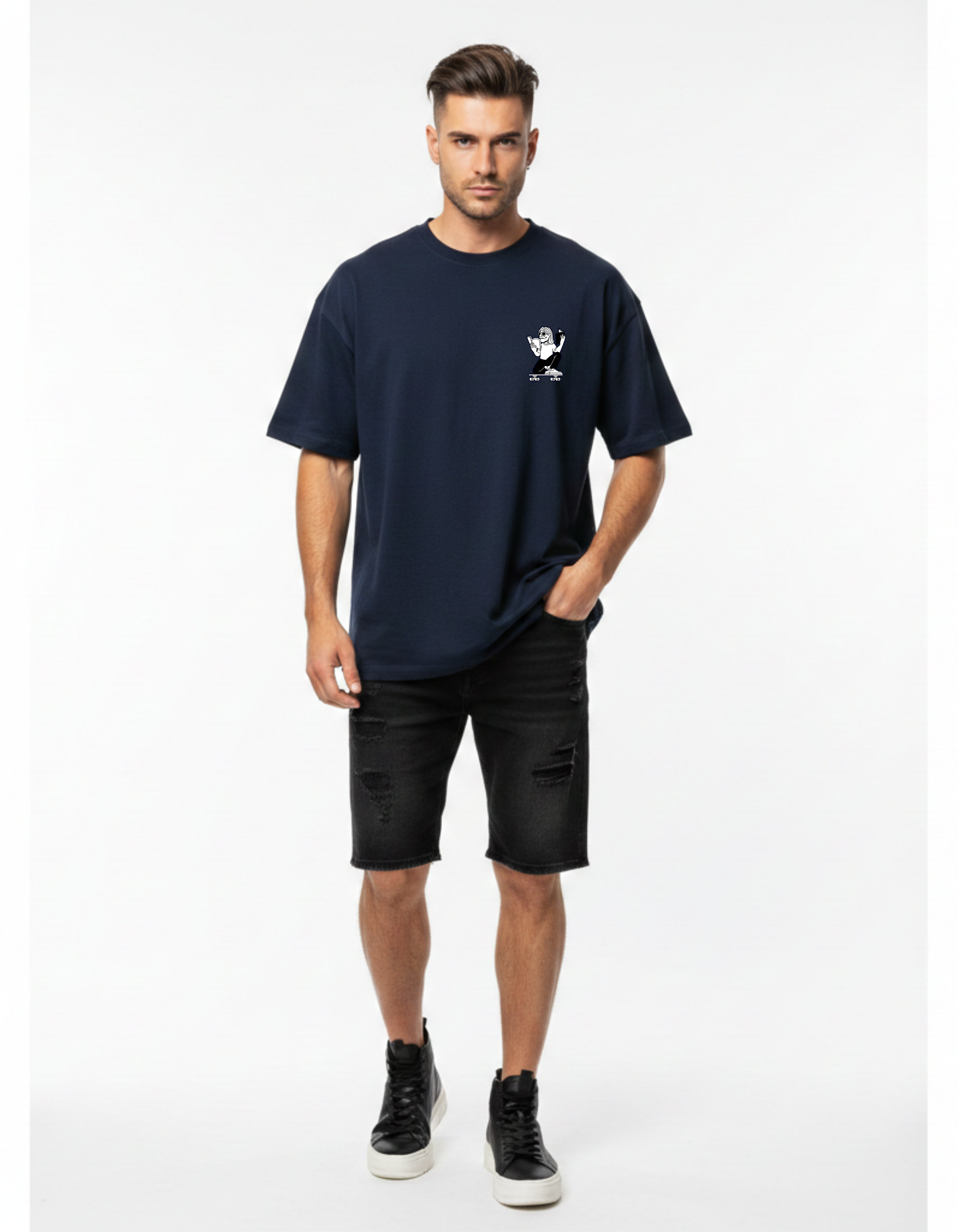 Books Over Skate Graphic Oversized T-Shirt for Men | Ademode