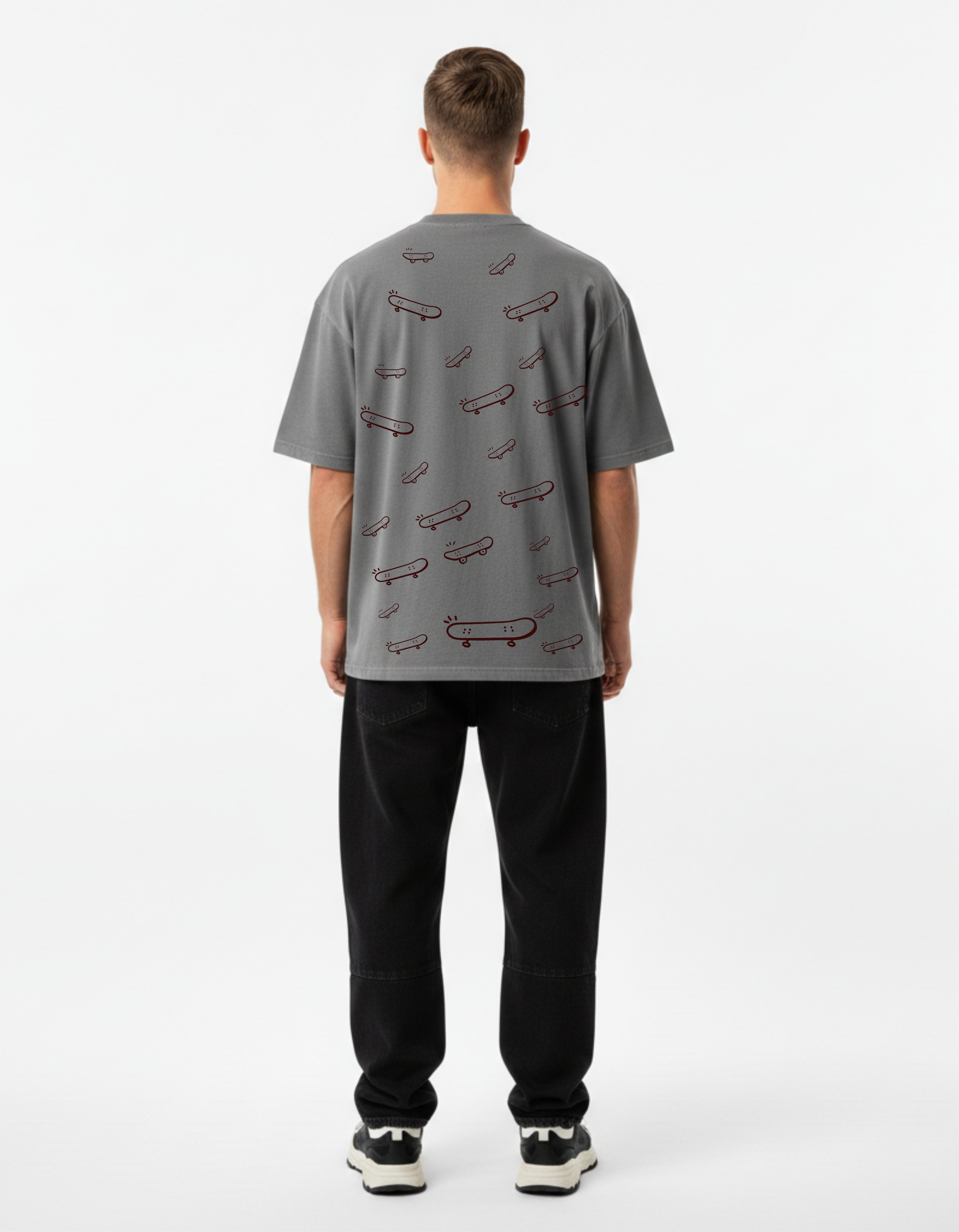 Keep Rolling Oversized Grey T-Shirt for Men | Streetwear Skate Tee – Ademode