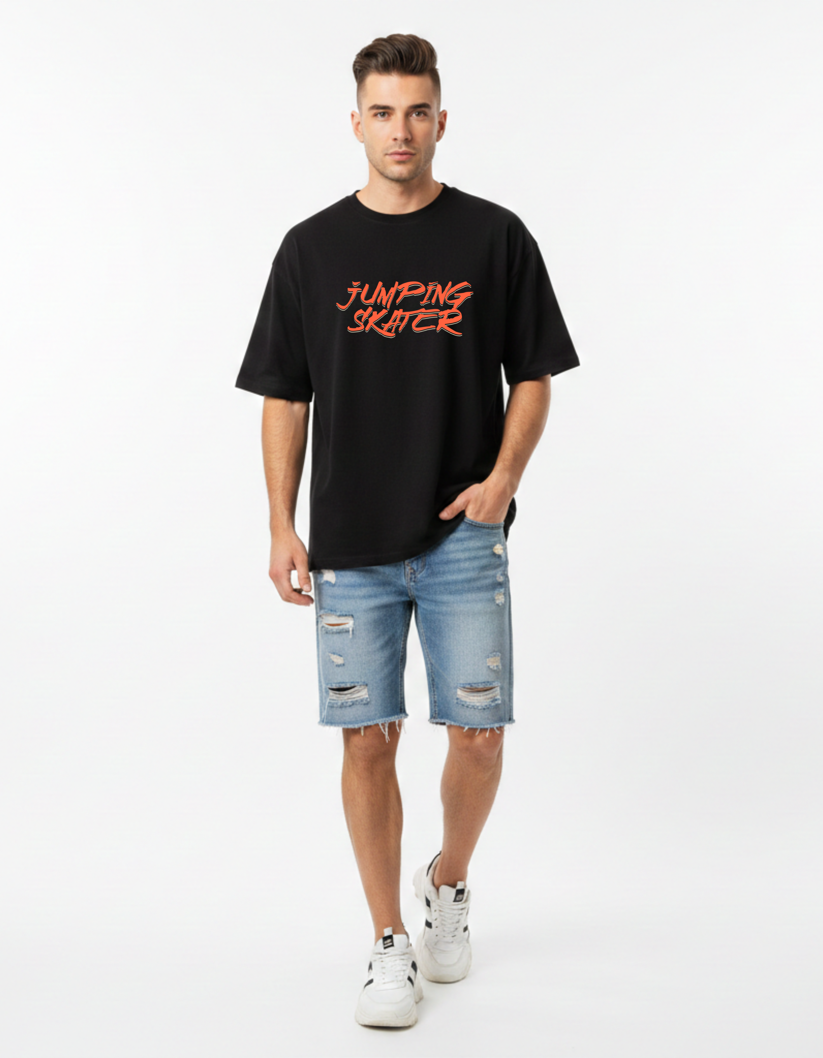Jumping Skater Anime Graphic Oversized T-Shirt | Streetwear Style – Ademode