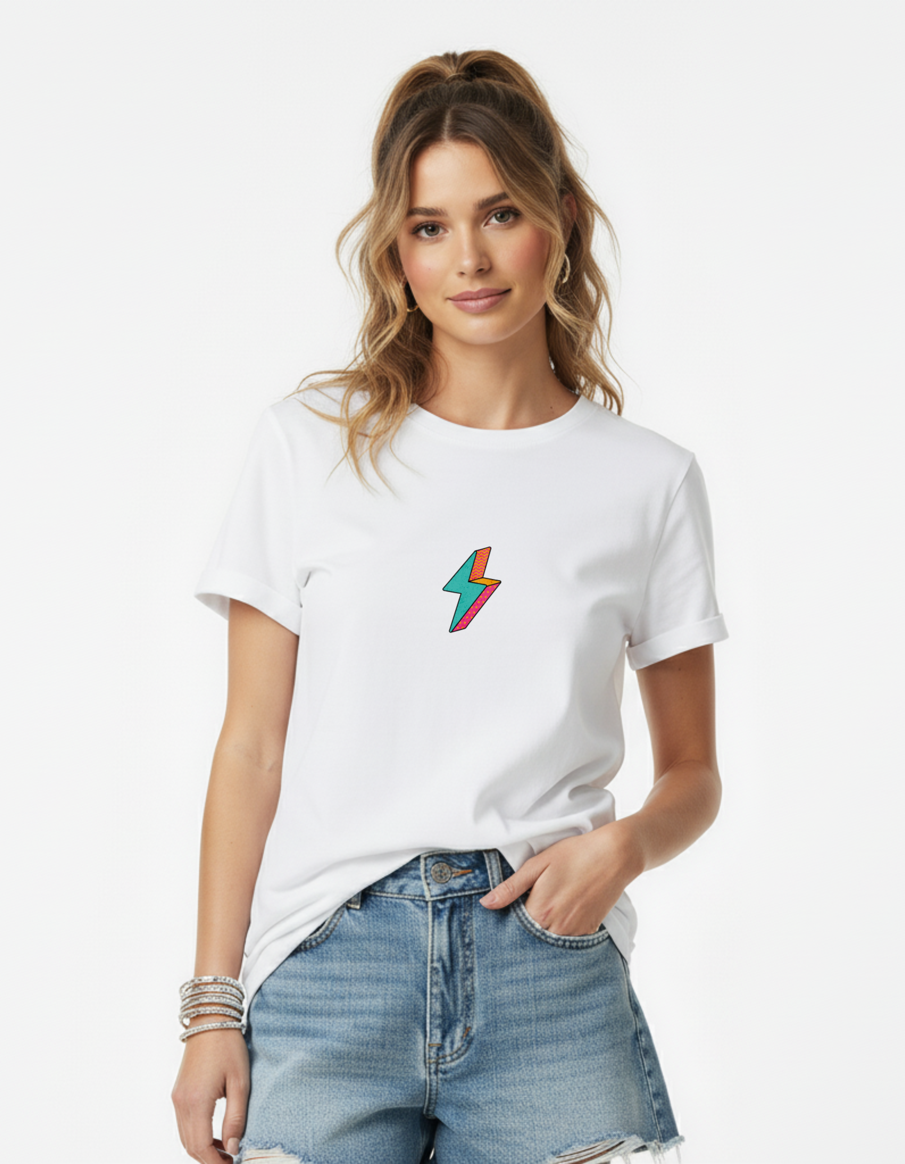 Roller 90s Graphic White T-Shirt for Women | Retro Streetwear Tee – Ademode