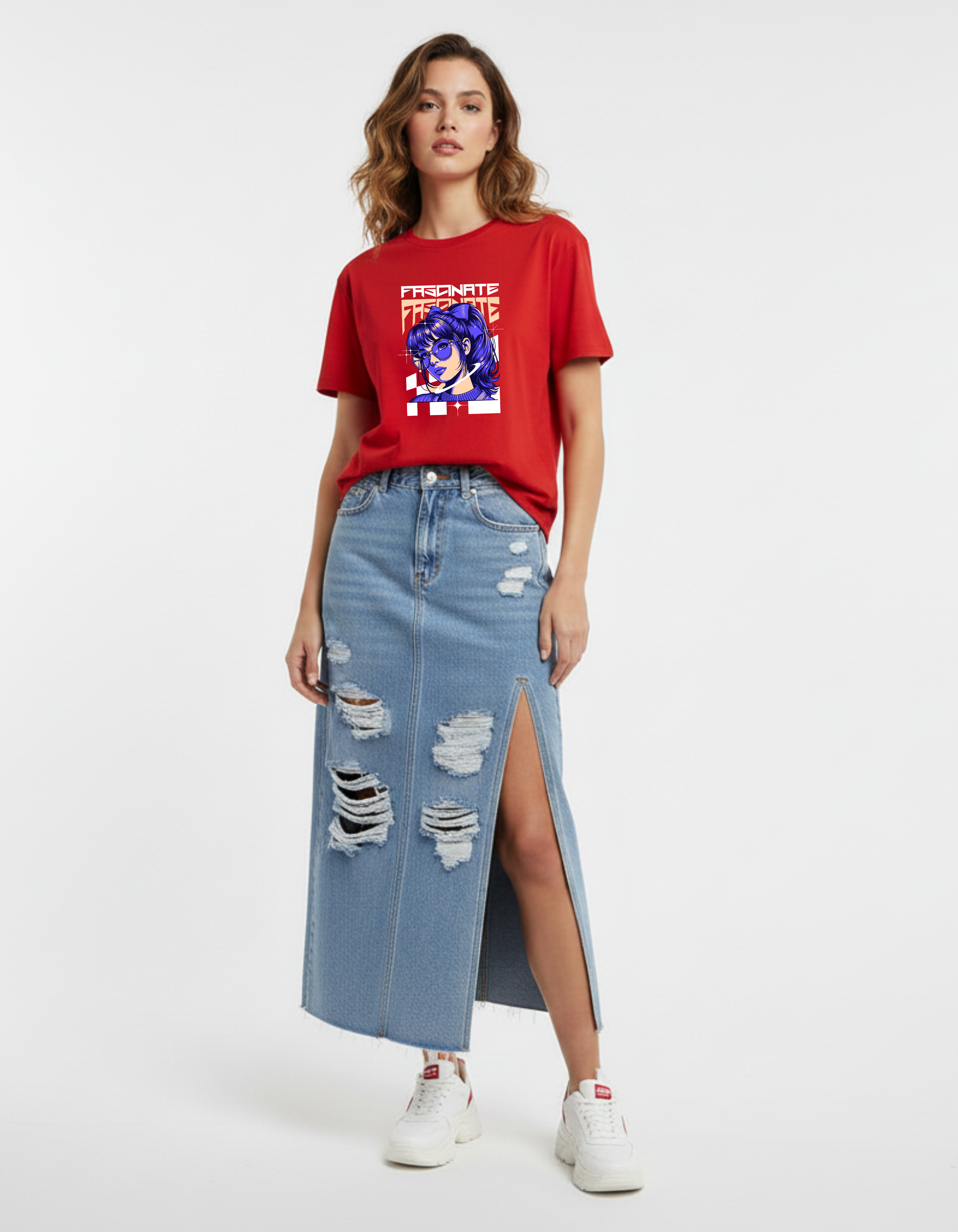 Anime Pop Art Graphic T-Shirt – Red Streetwear Tee | Ademode