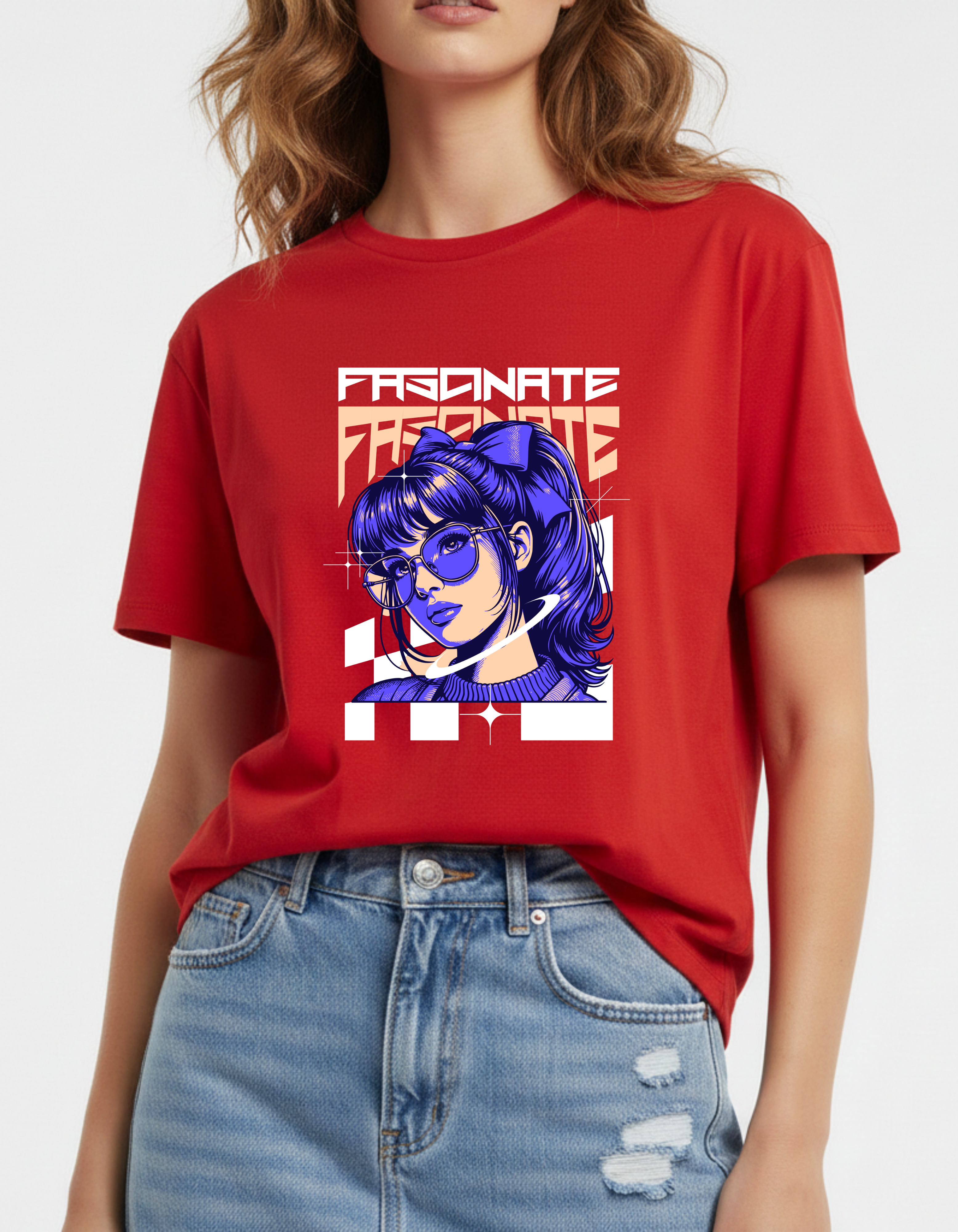 Anime Pop Art Graphic T-Shirt – Red Streetwear Tee | Ademode