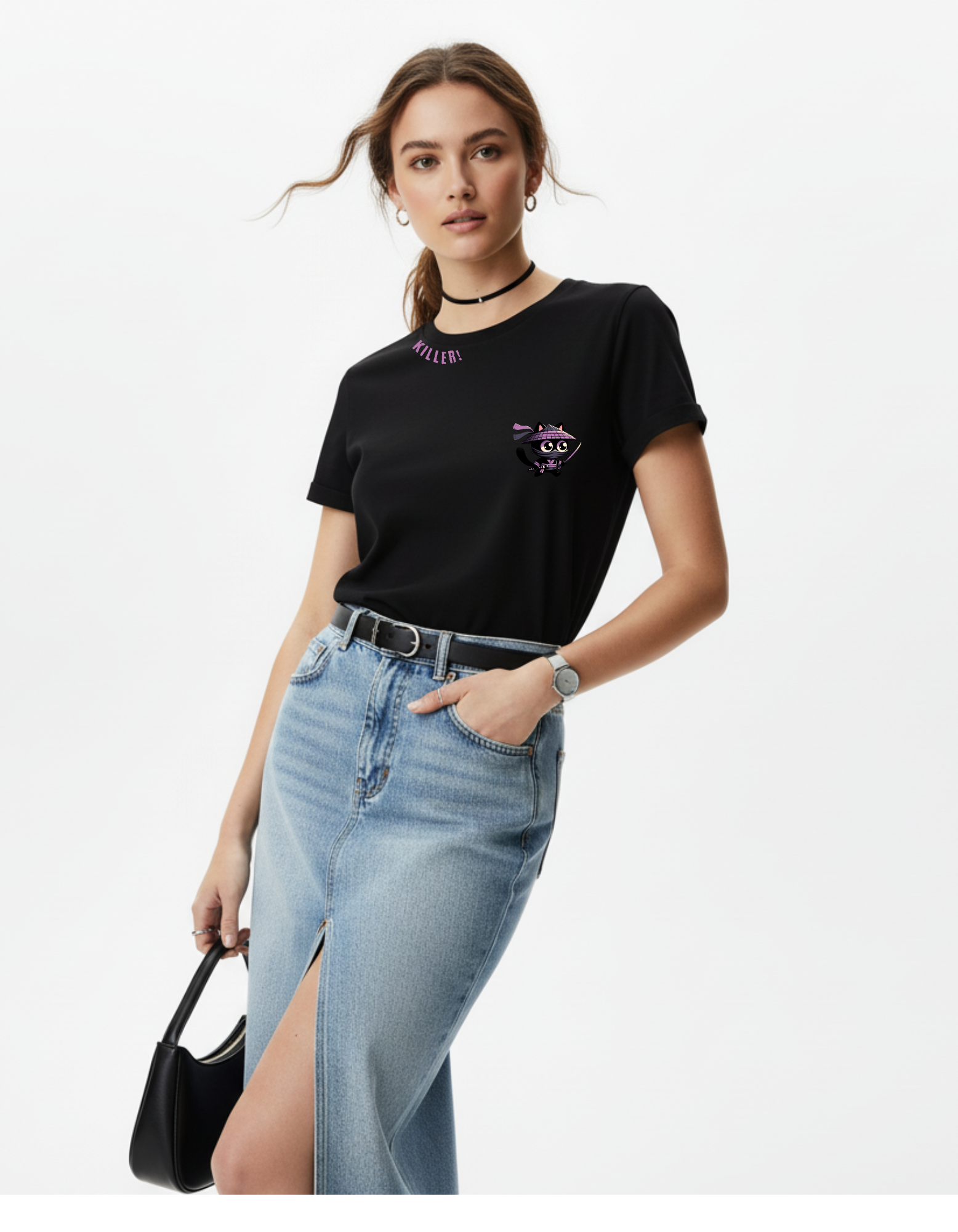 Ninja Cat Graphic T-Shirt | Black Cute Streetwear Tee