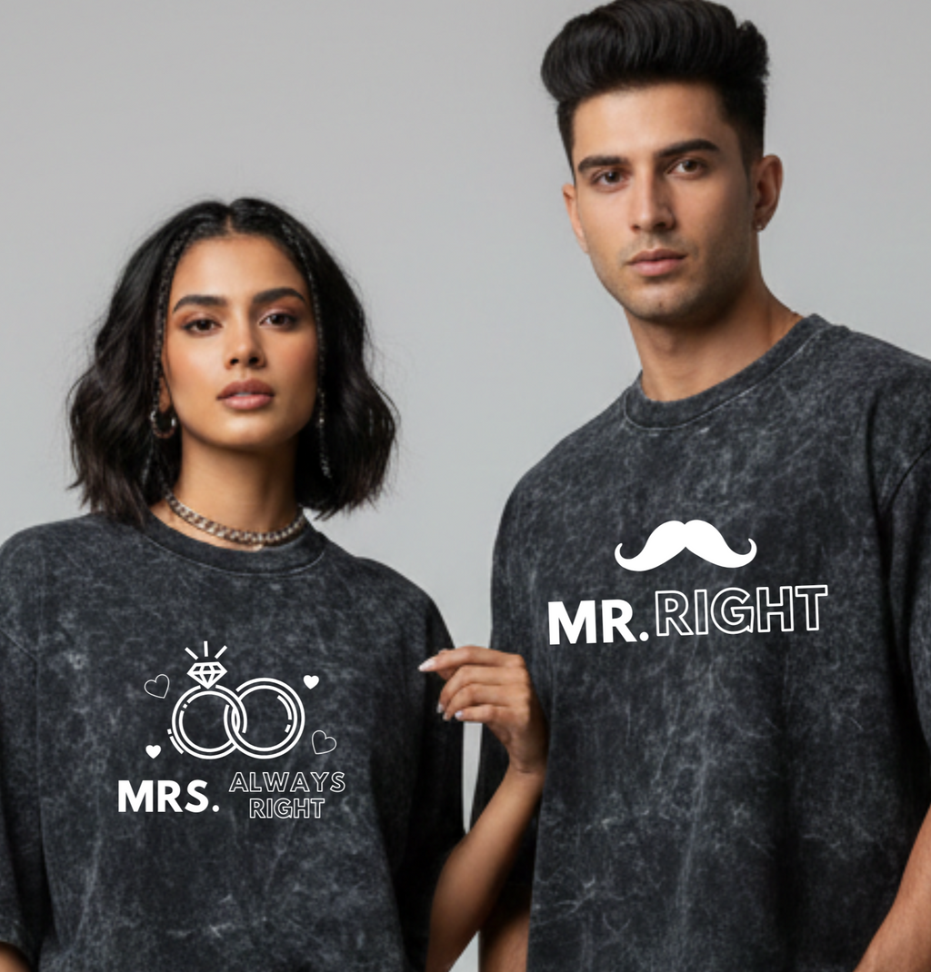 Mr Right & Mrs Always Right Couple T-Shirts | Ademode Couple Edition