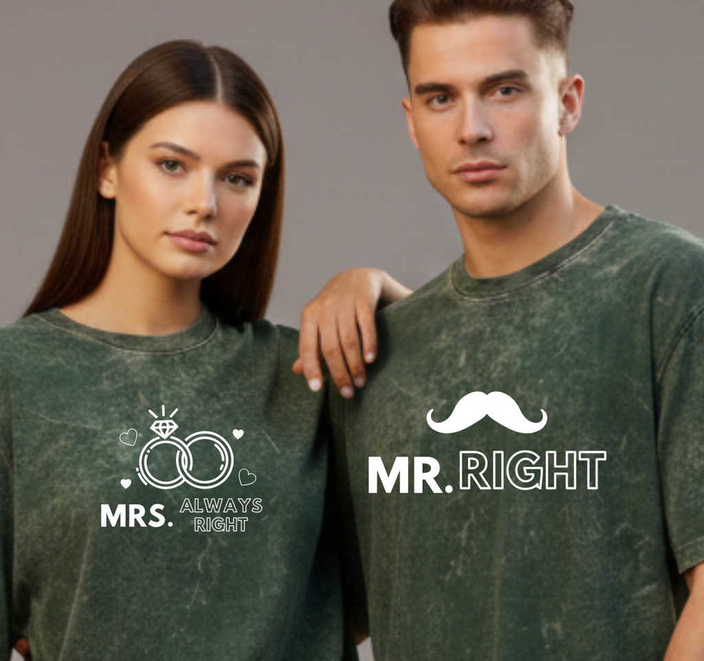 Mr Right & Mrs Always Right Couple T-Shirts | Ademode Couple Edition
